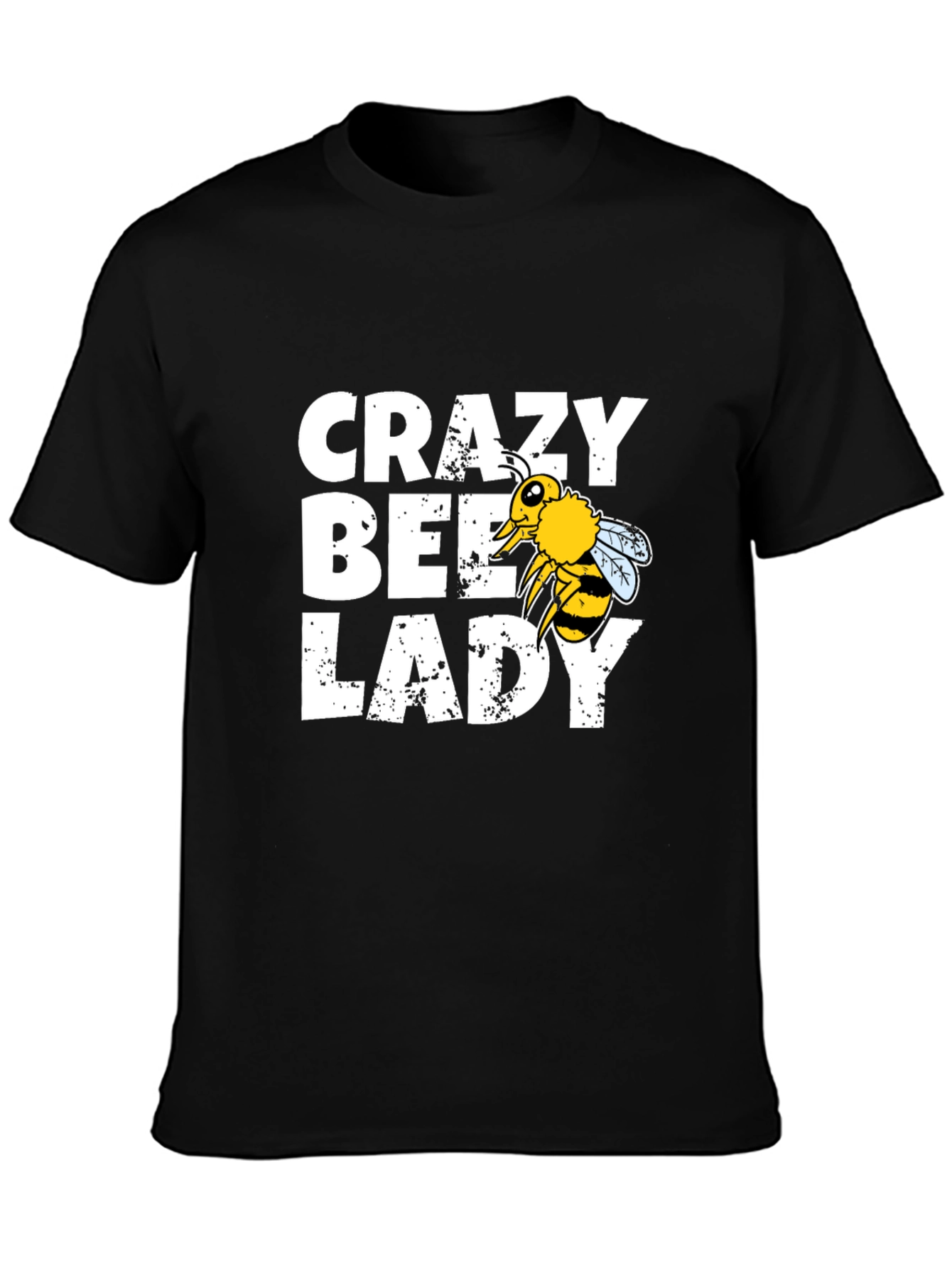 Crazy Bee Lady Graphic Tee - Black Cotton Blend