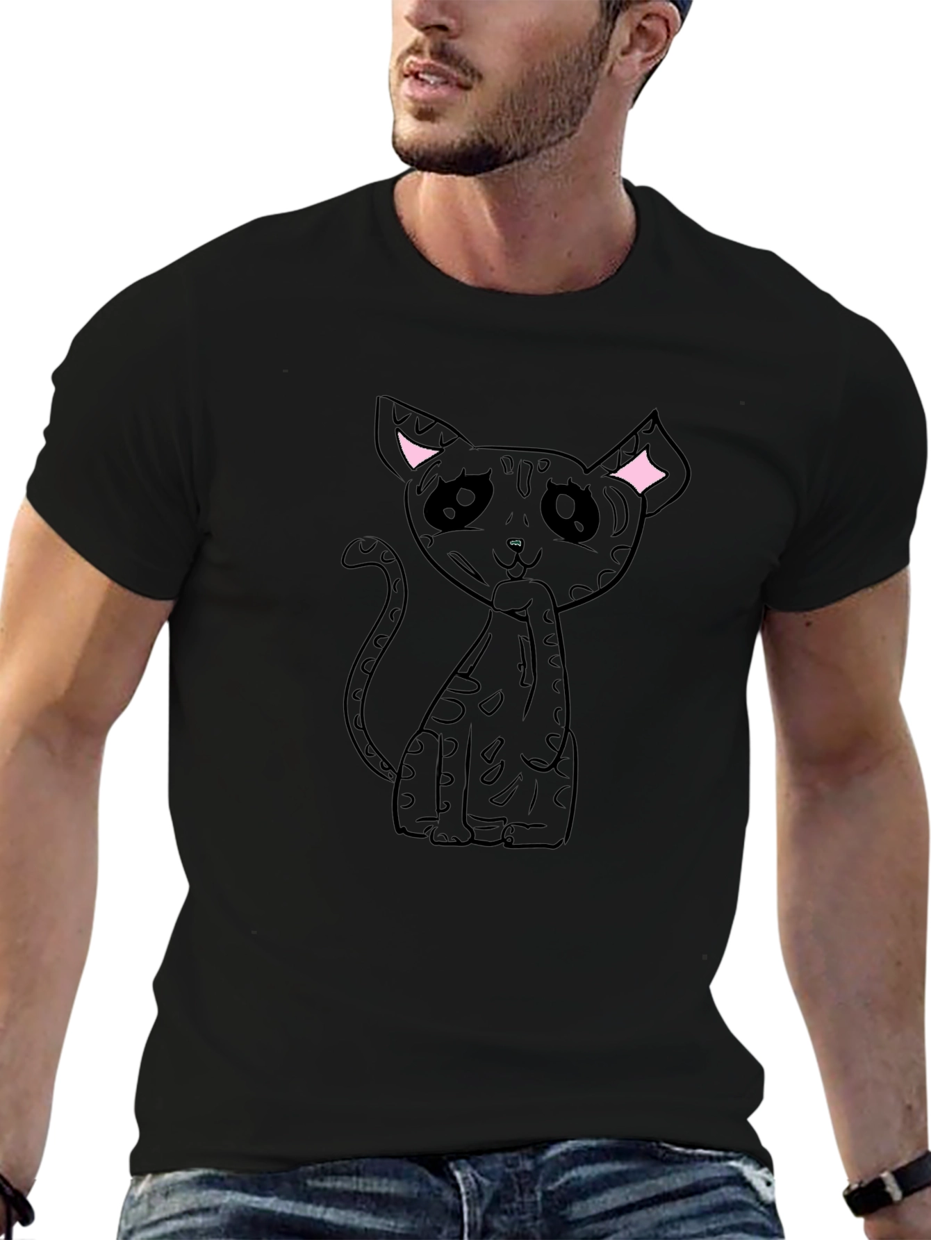 Black Cat Graphic Tee - Unique Design