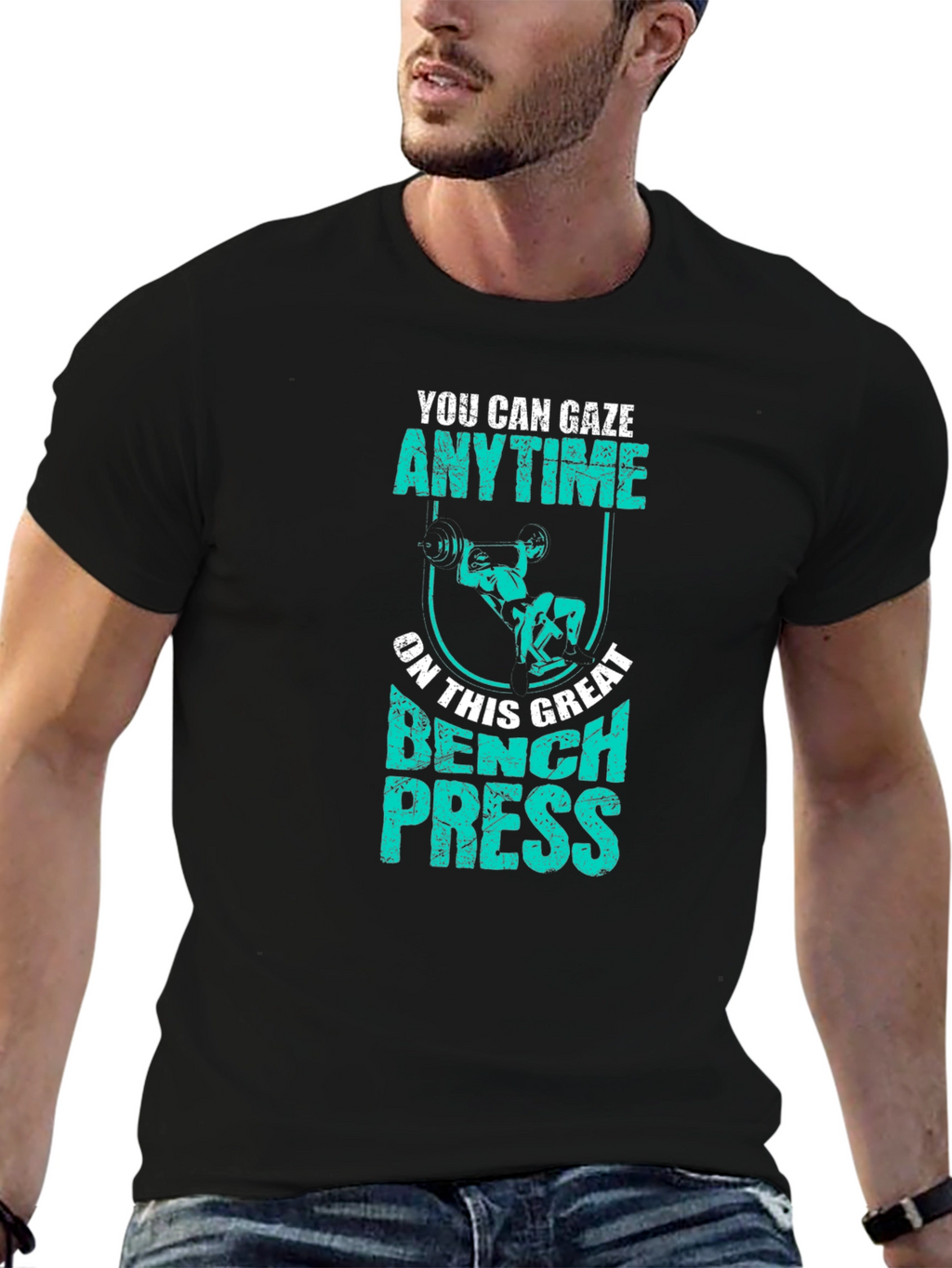 Bench Press Anytime Graphic T-Shirt Gym Workout Tee