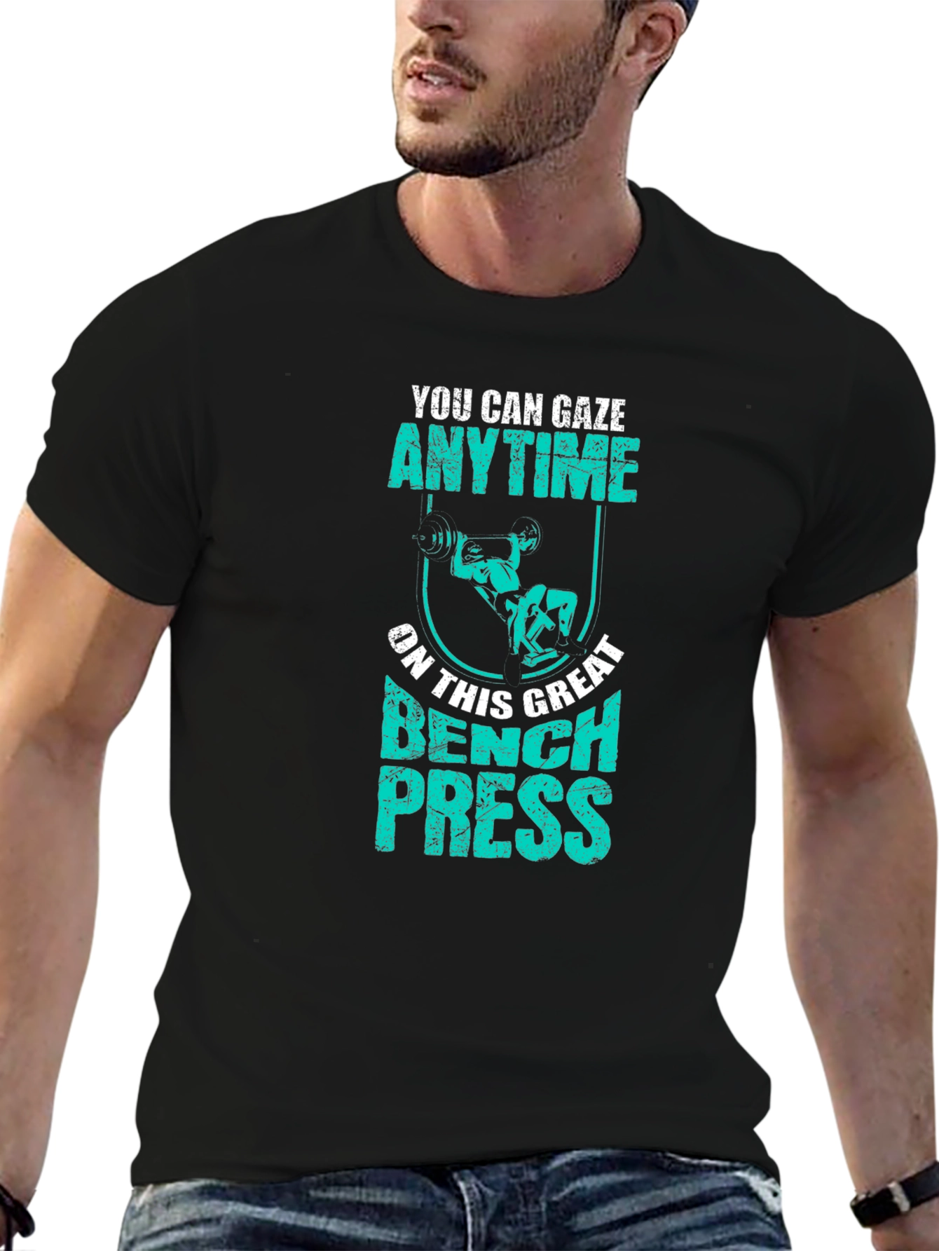 Bench Press Anytime Graphic T-Shirt Gym Workout Tee