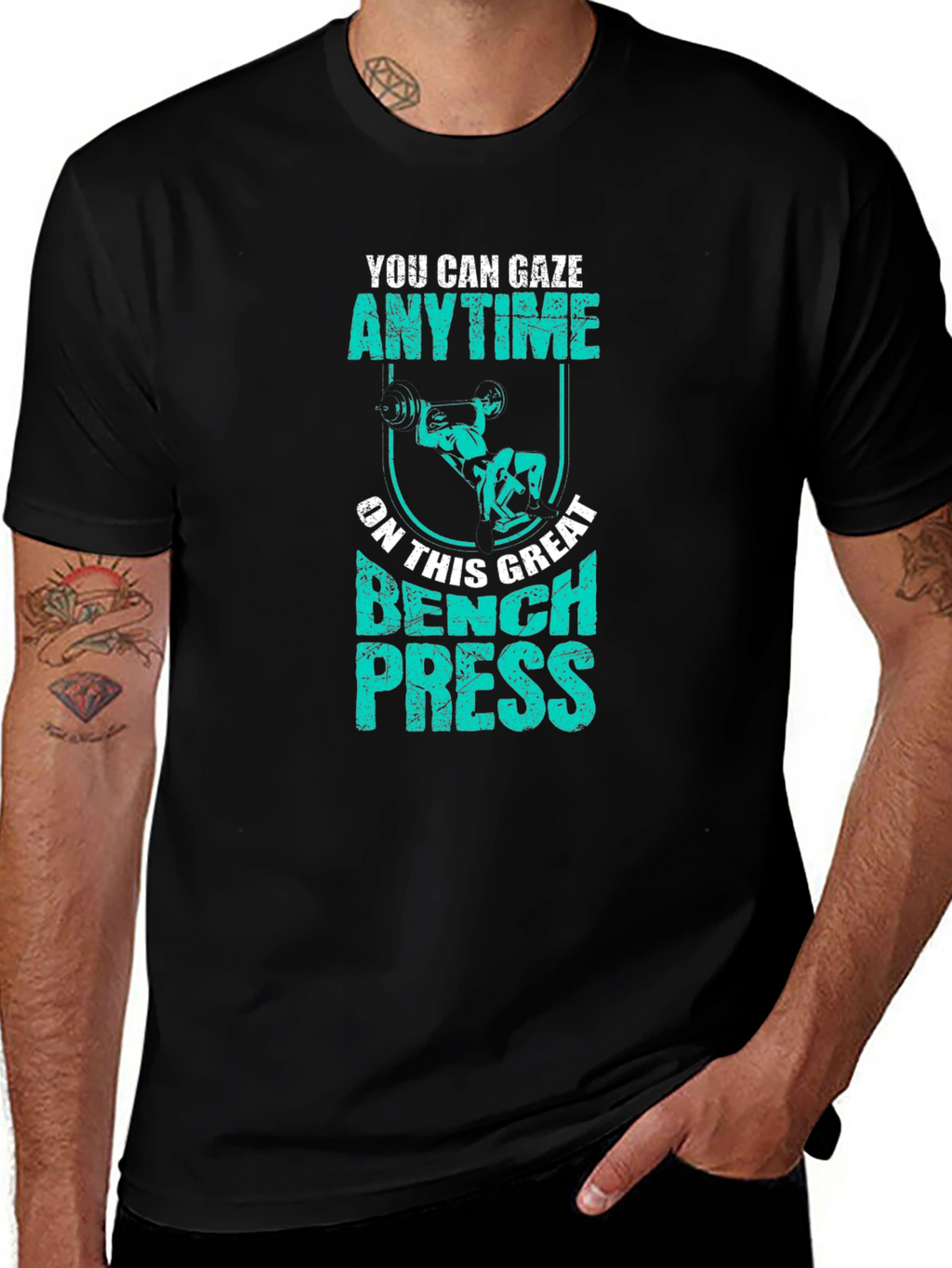 Bench Press Anytime Graphic T-Shirt Gym Workout Tee