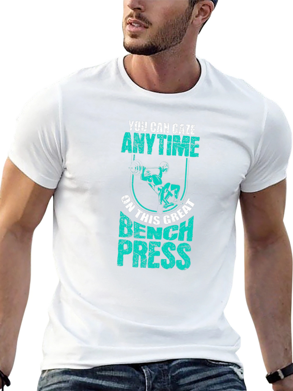 Bench Press Anytime Graphic T-Shirt Gym Workout Tee