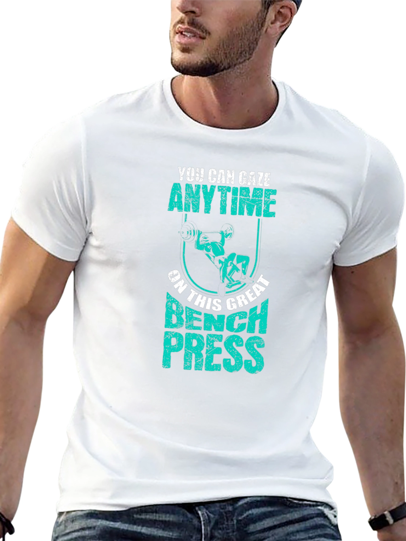 Bench Press Anytime Graphic T-Shirt Gym Workout Tee