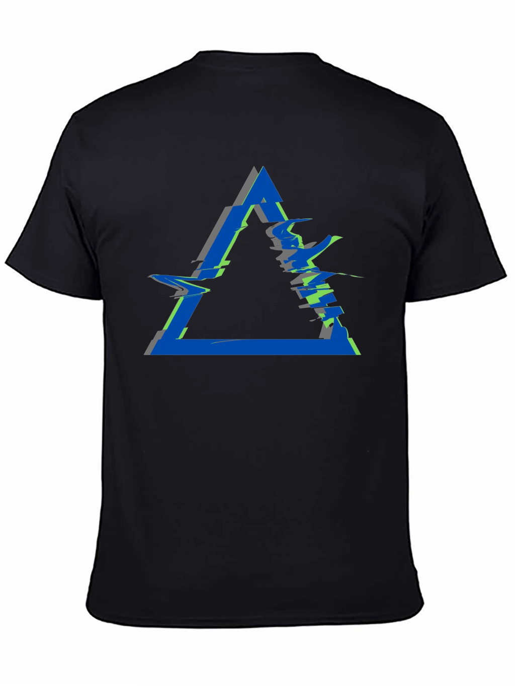 Abstract Triangle Glitch Graphic Black T-Shirt