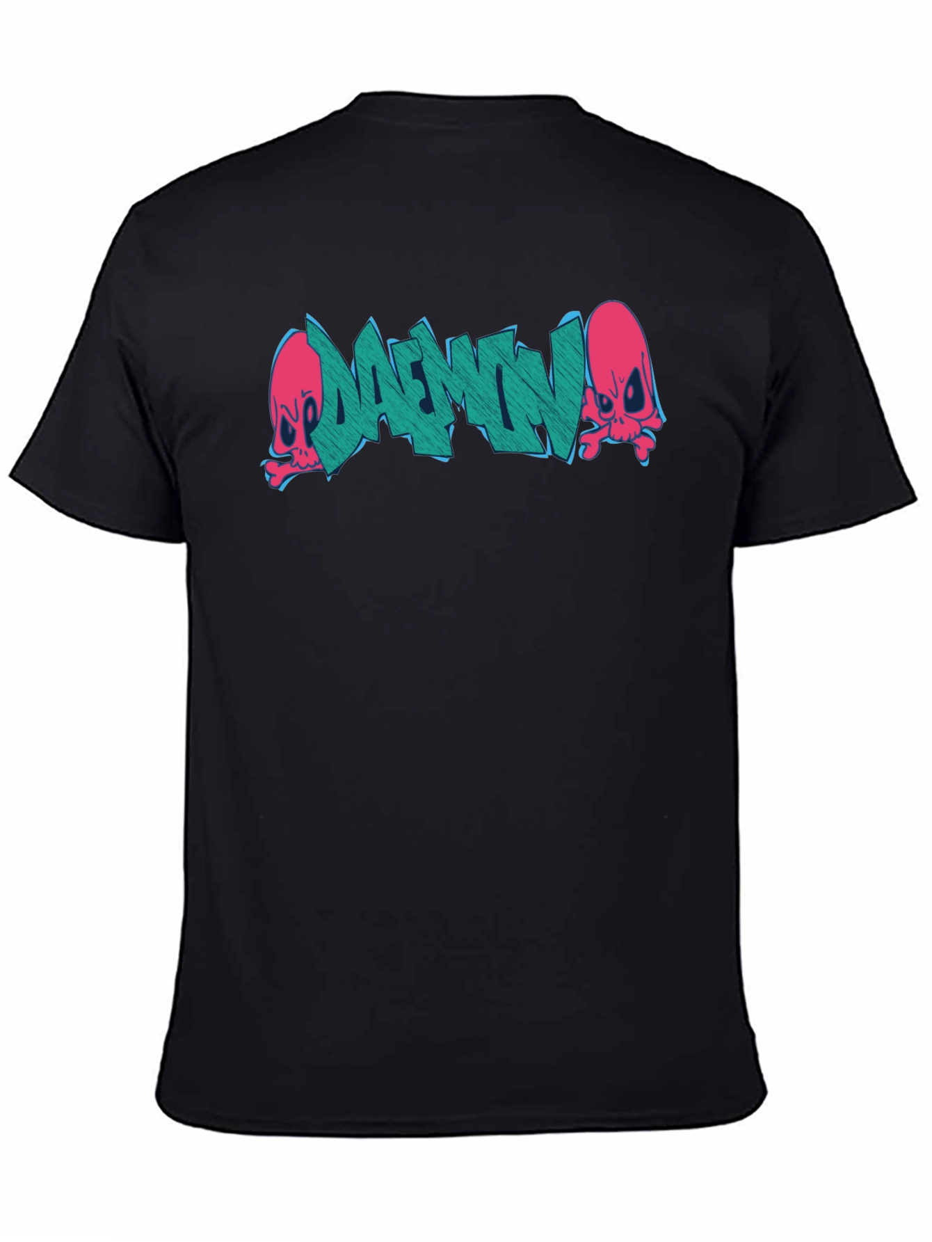 Daemon Graffiti Graphic T-Shirt - Black
