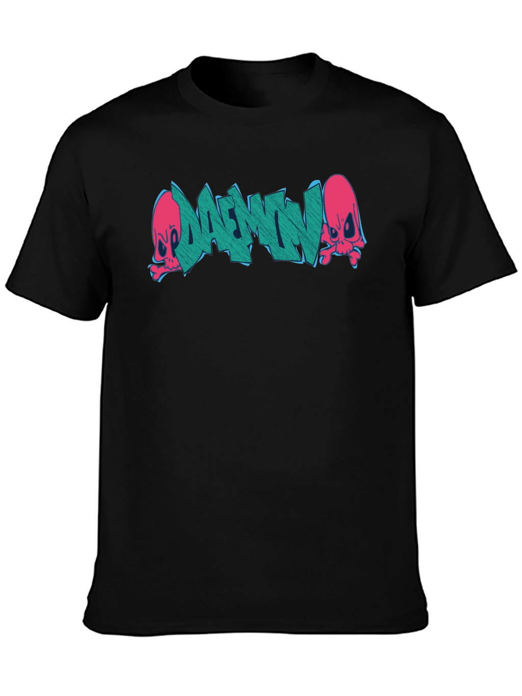 Daemon Graffiti Graphic T-Shirt - Black