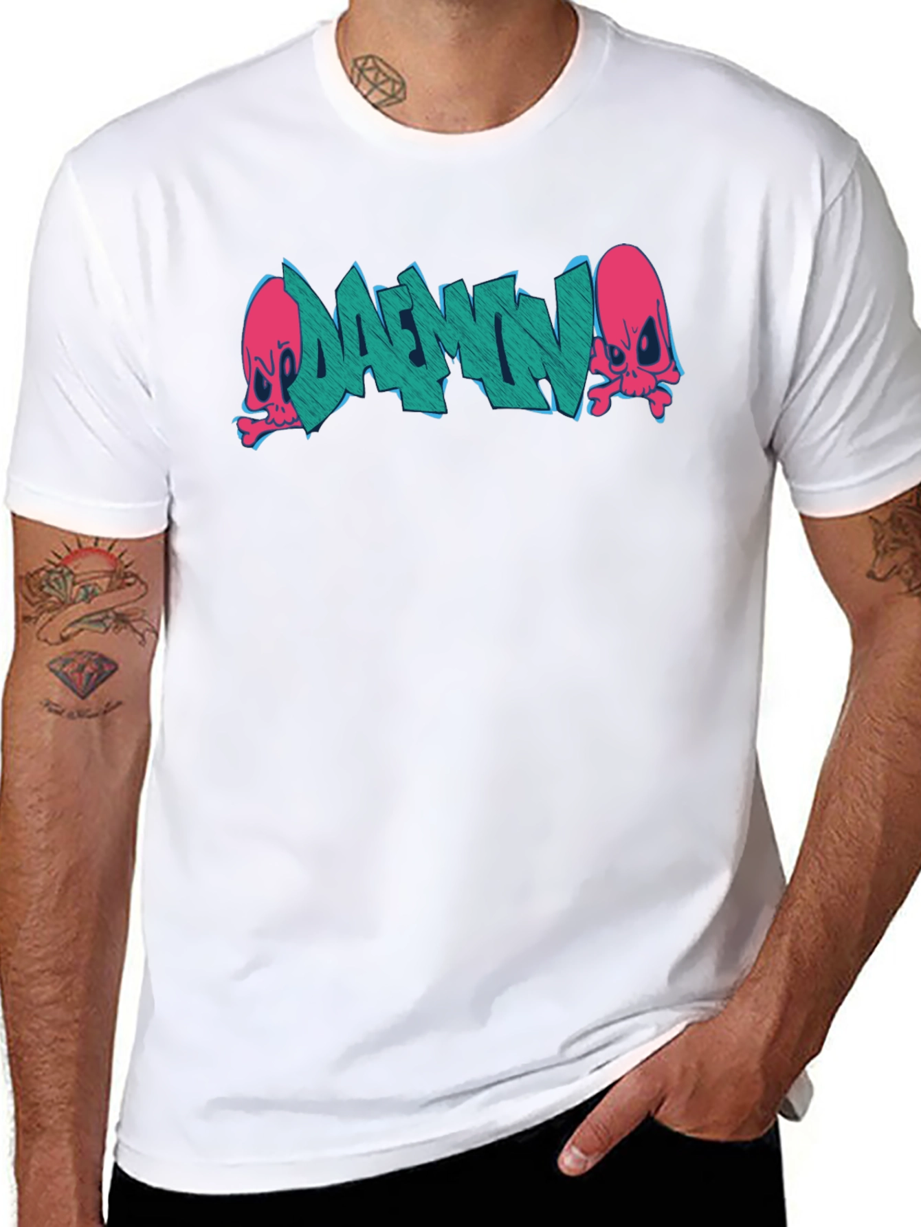 Daemon Graffiti Graphic T-Shirt - Black