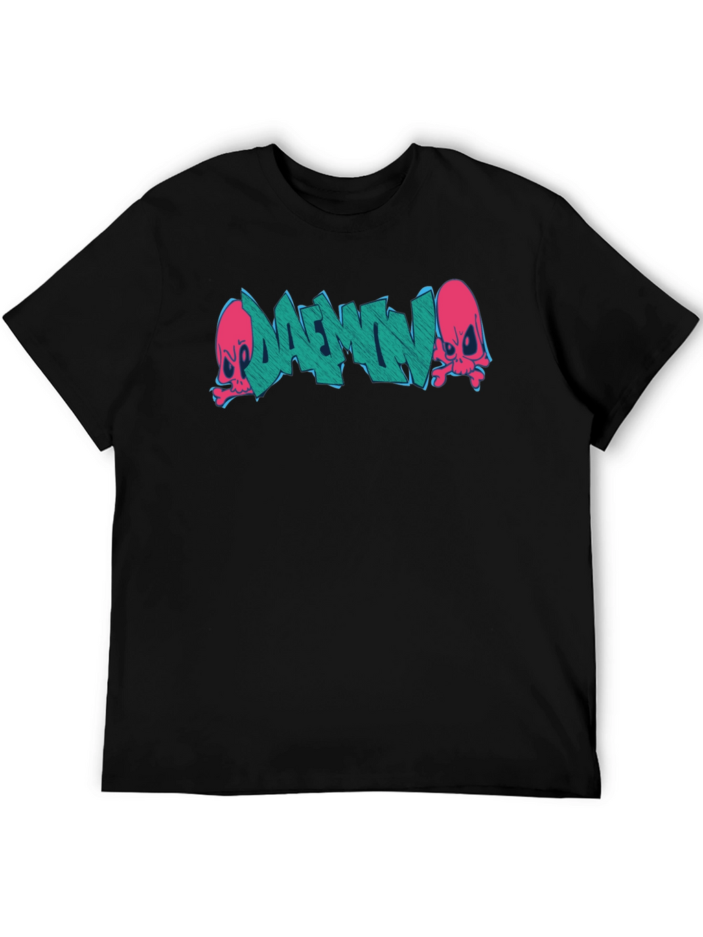 Daemon Graffiti Graphic T-Shirt - Black