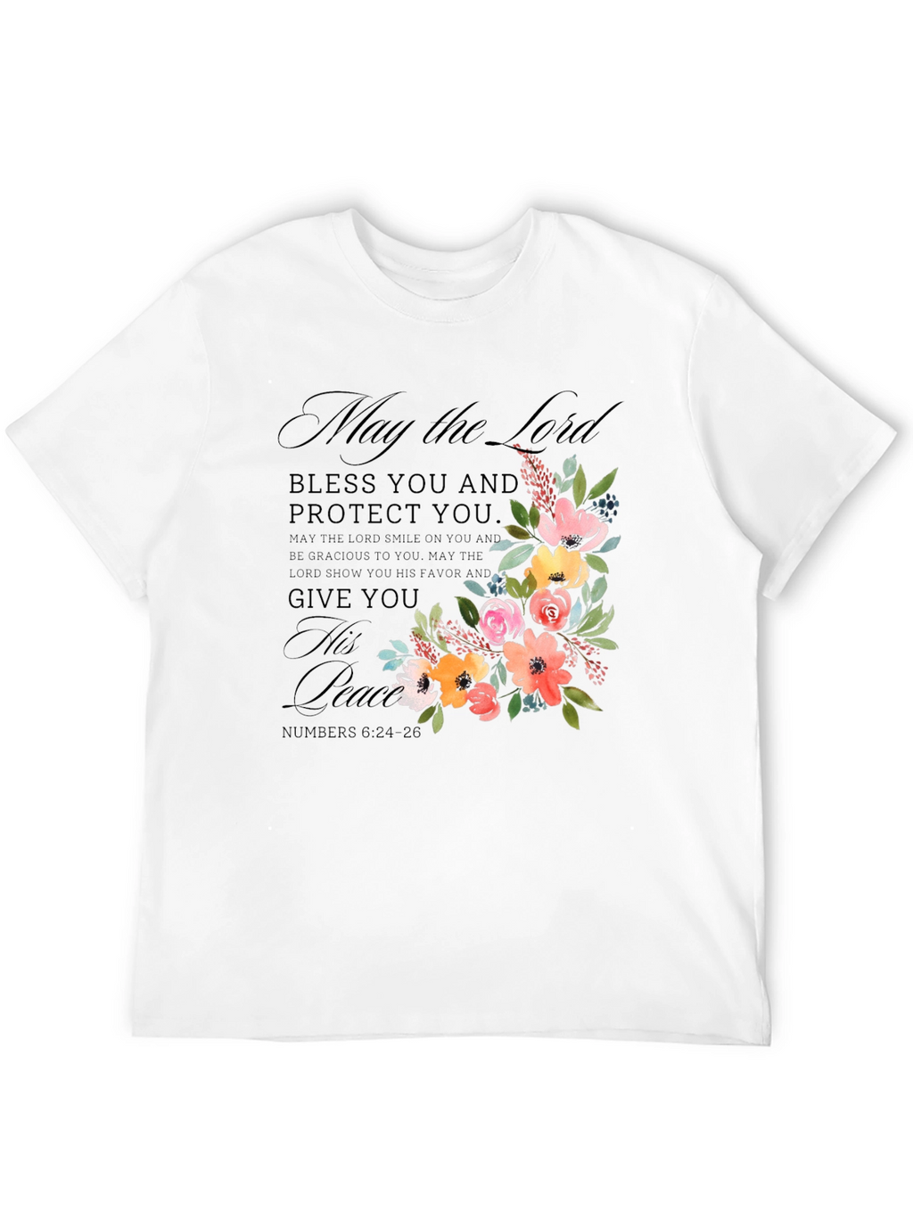 Floral Blessed Black T-Shirt for Men