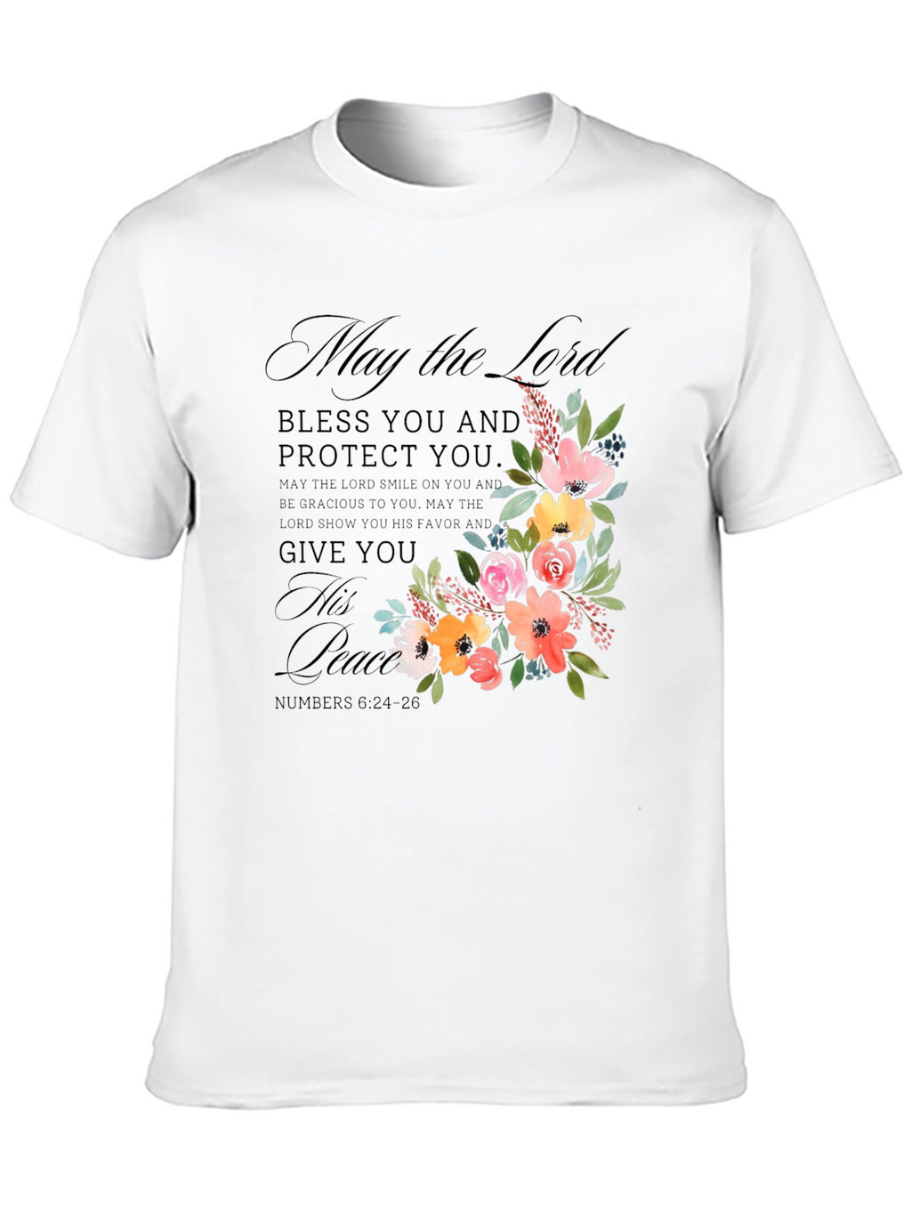Floral Blessed Black T-Shirt for Men