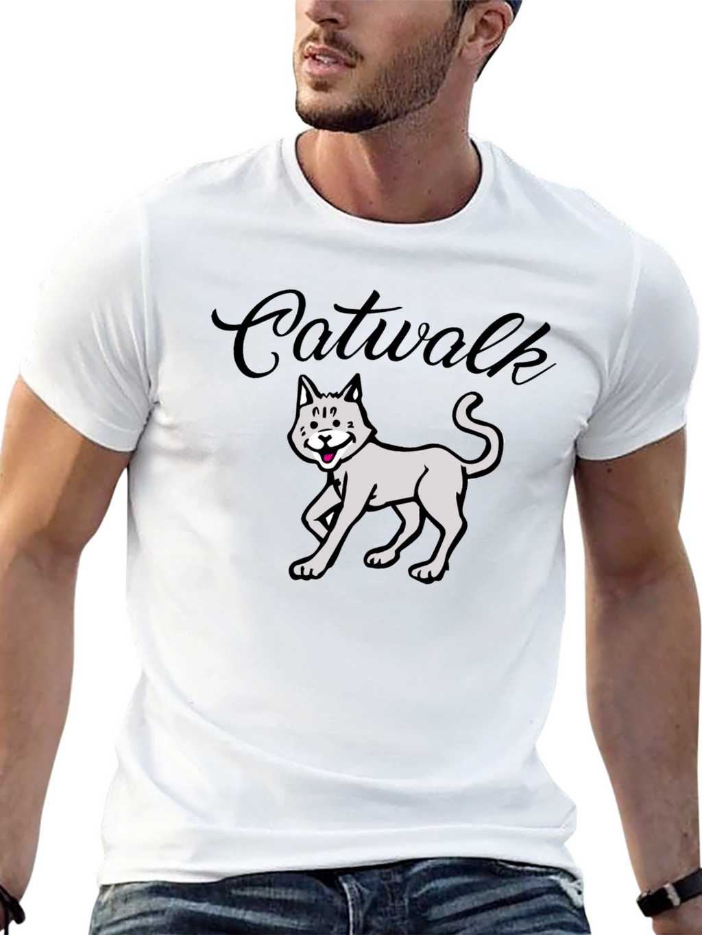 Catwalk Graphic Tee - Funny Cat T-Shirt