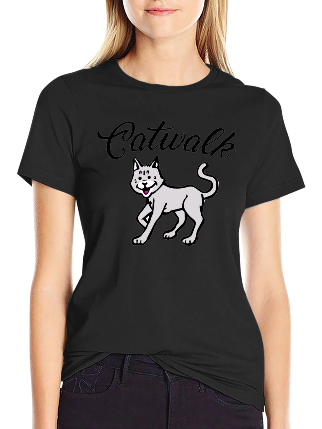 Catwalk Graphic Tee - Funny Cat T-Shirt