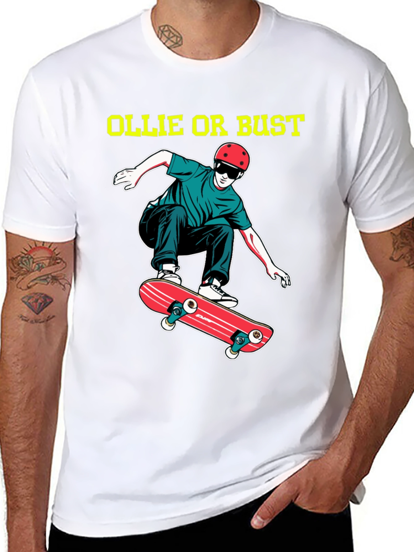Ollie or Bust Skateboard T-Shirt - Black