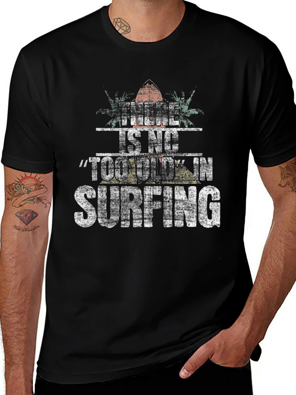 There Is No Too Old In Surfing Black T-Shirt
