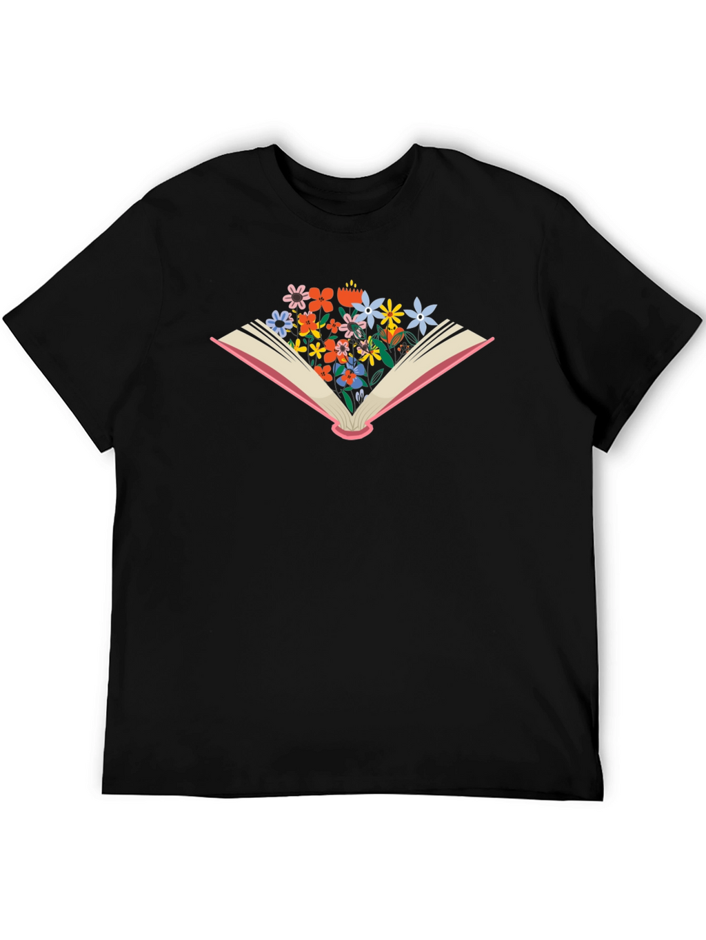 Floral Bookworm T-Shirt - Unisex Black Tee
