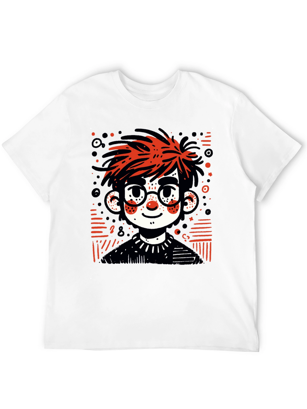 Cartoon Boy Graphic Tee - Black T-Shirt
