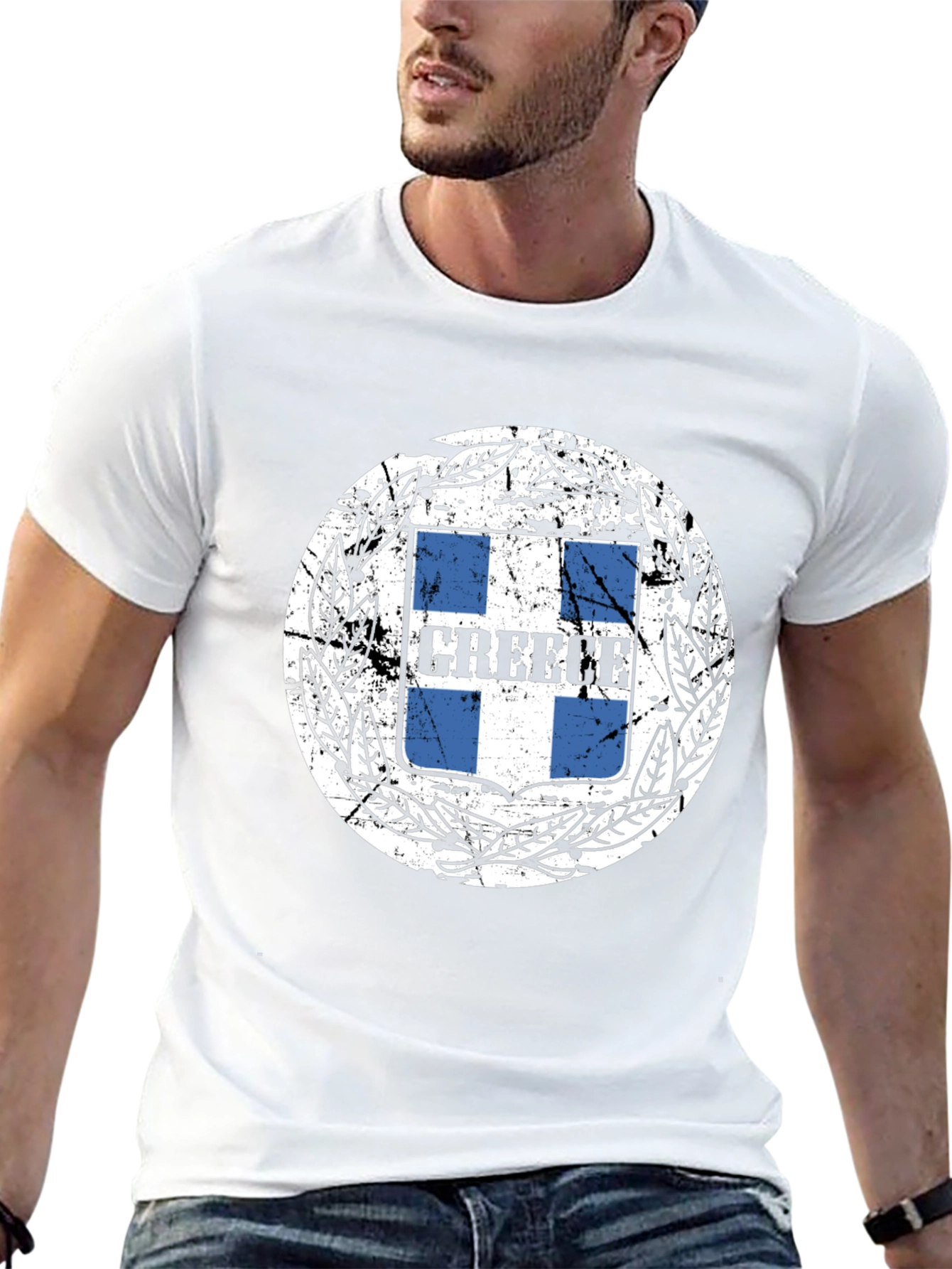 Vintage Greece Flag T-Shirt - Distressed Design