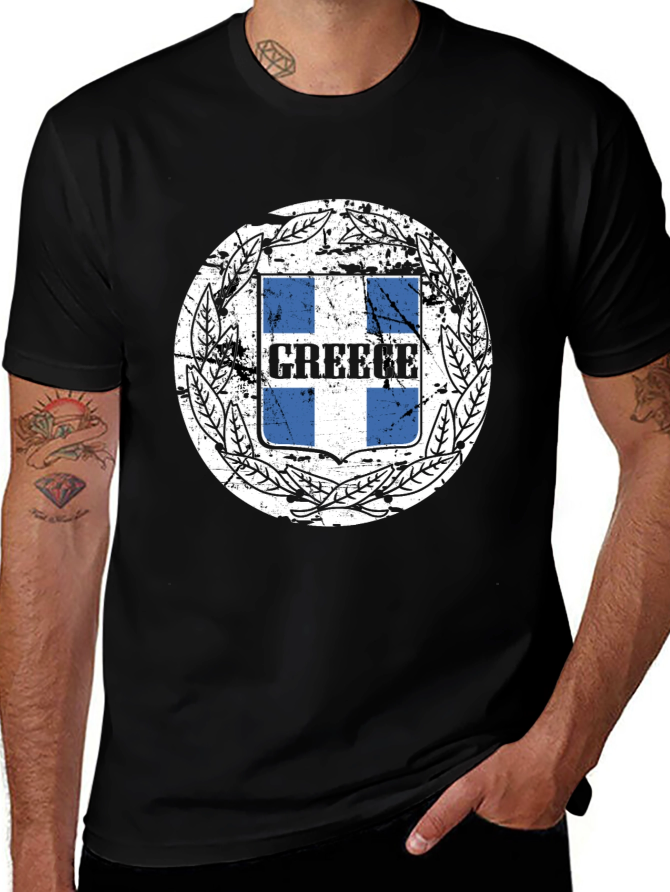 Vintage Greece Flag T-Shirt - Distressed Design