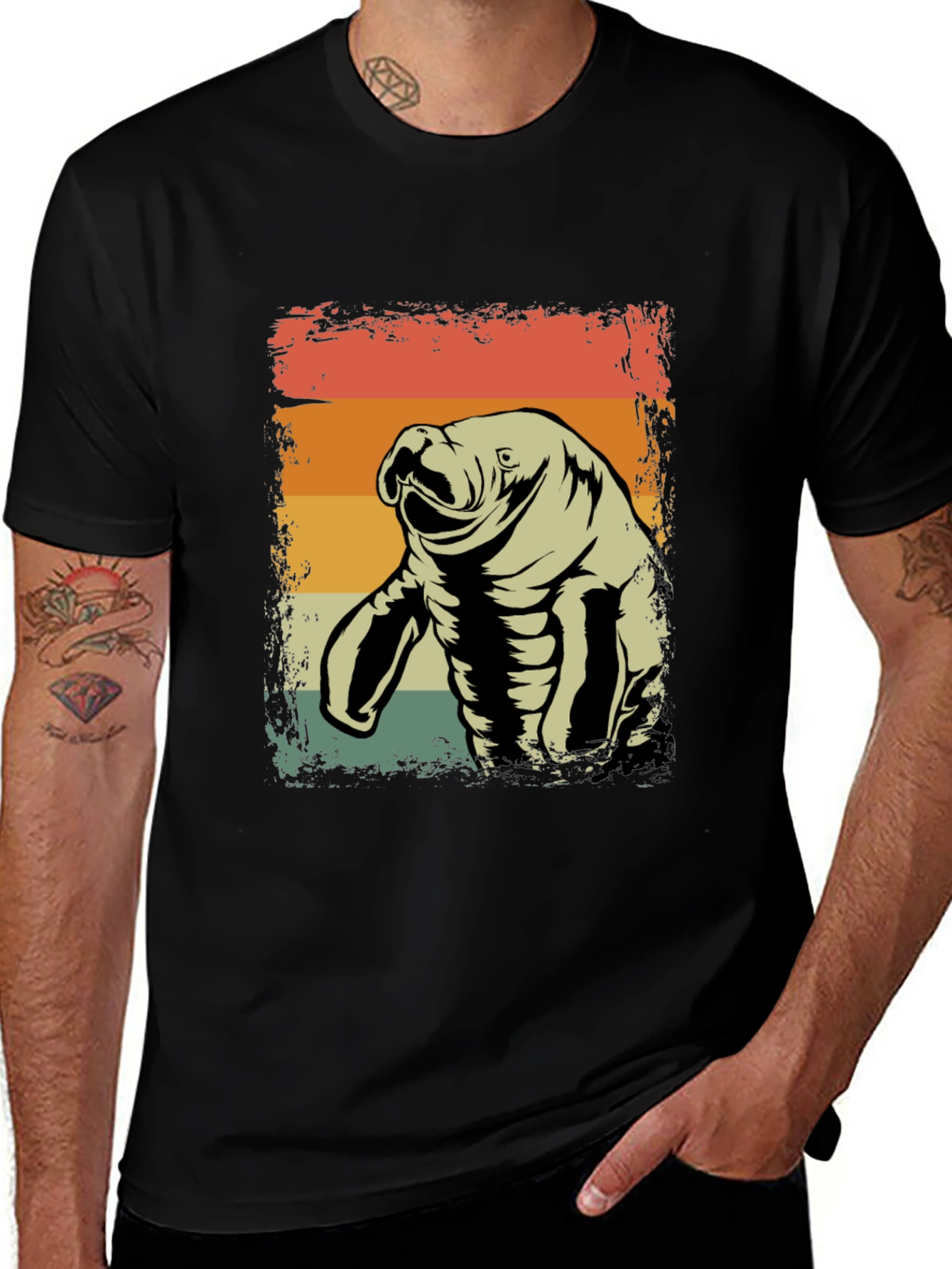Retro Manatee Graphic Tee - Vintage Style Comfort
