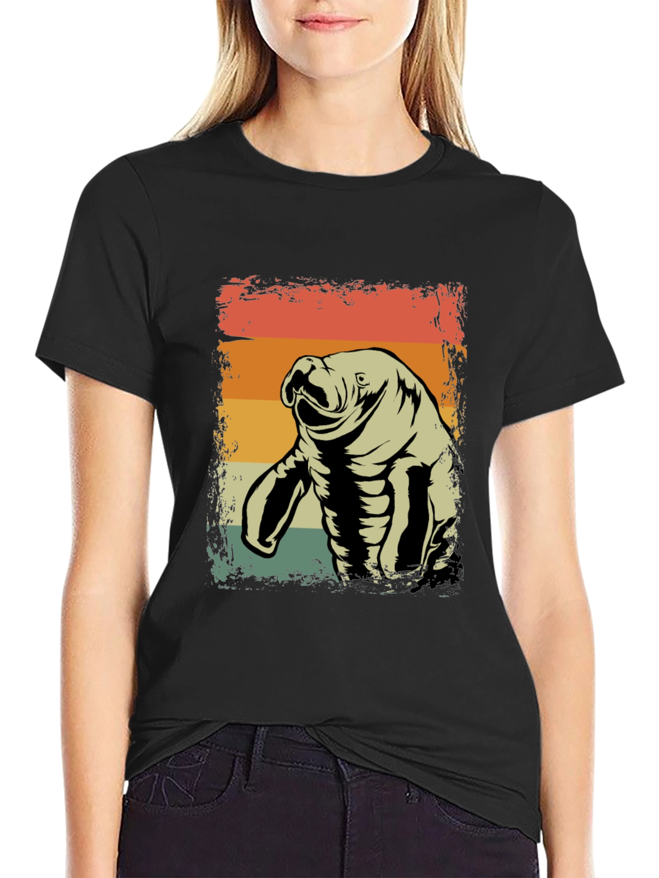 Retro Manatee Graphic Tee - Vintage Style Comfort