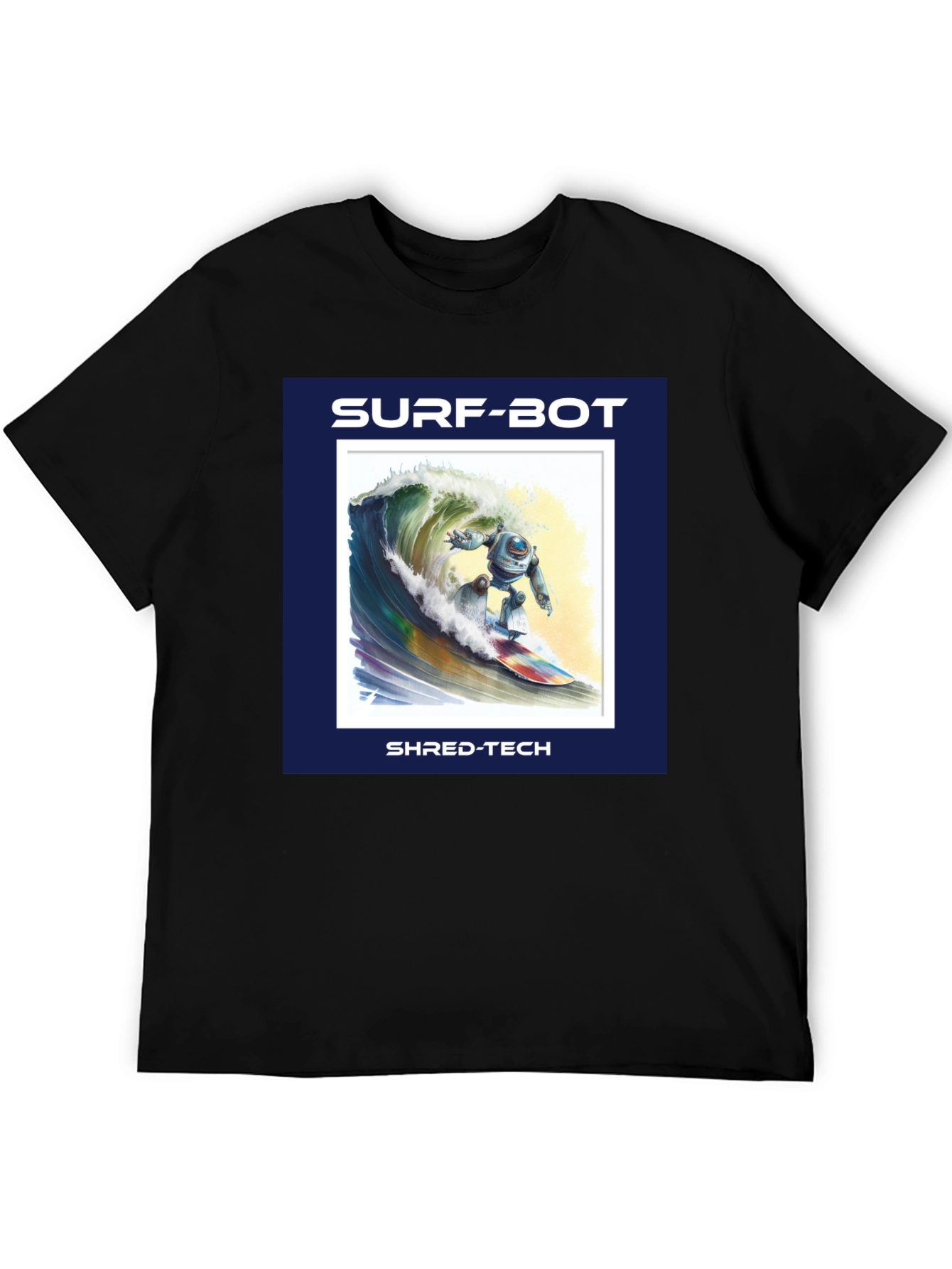 Surf-Bot Shred-Tech T-Shirt - Robot Surfing Wave Design