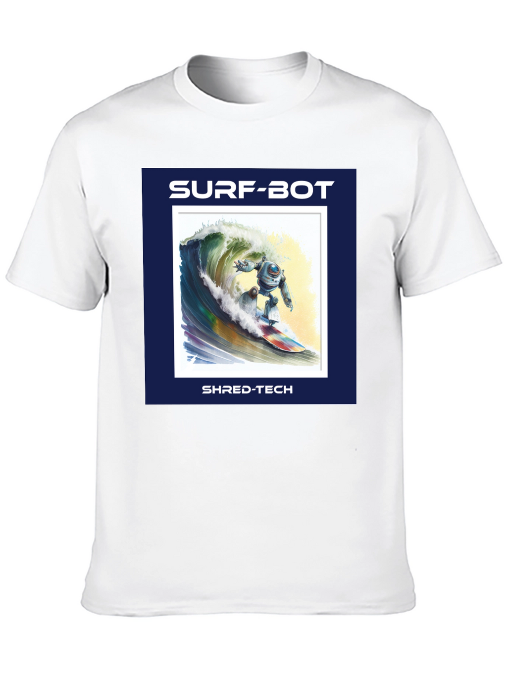 Surf-Bot Shred-Tech T-Shirt - Robot Surfing Wave Design