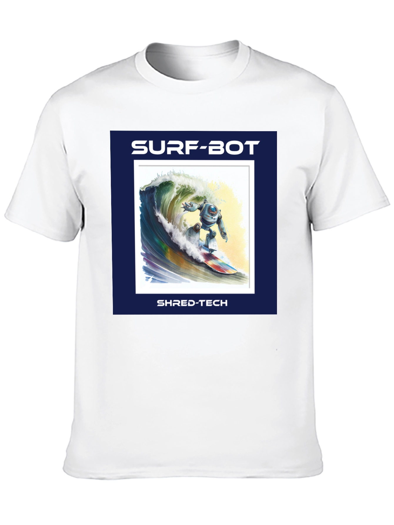 Surf-Bot Shred-Tech T-Shirt - Robot Surfing Wave Design