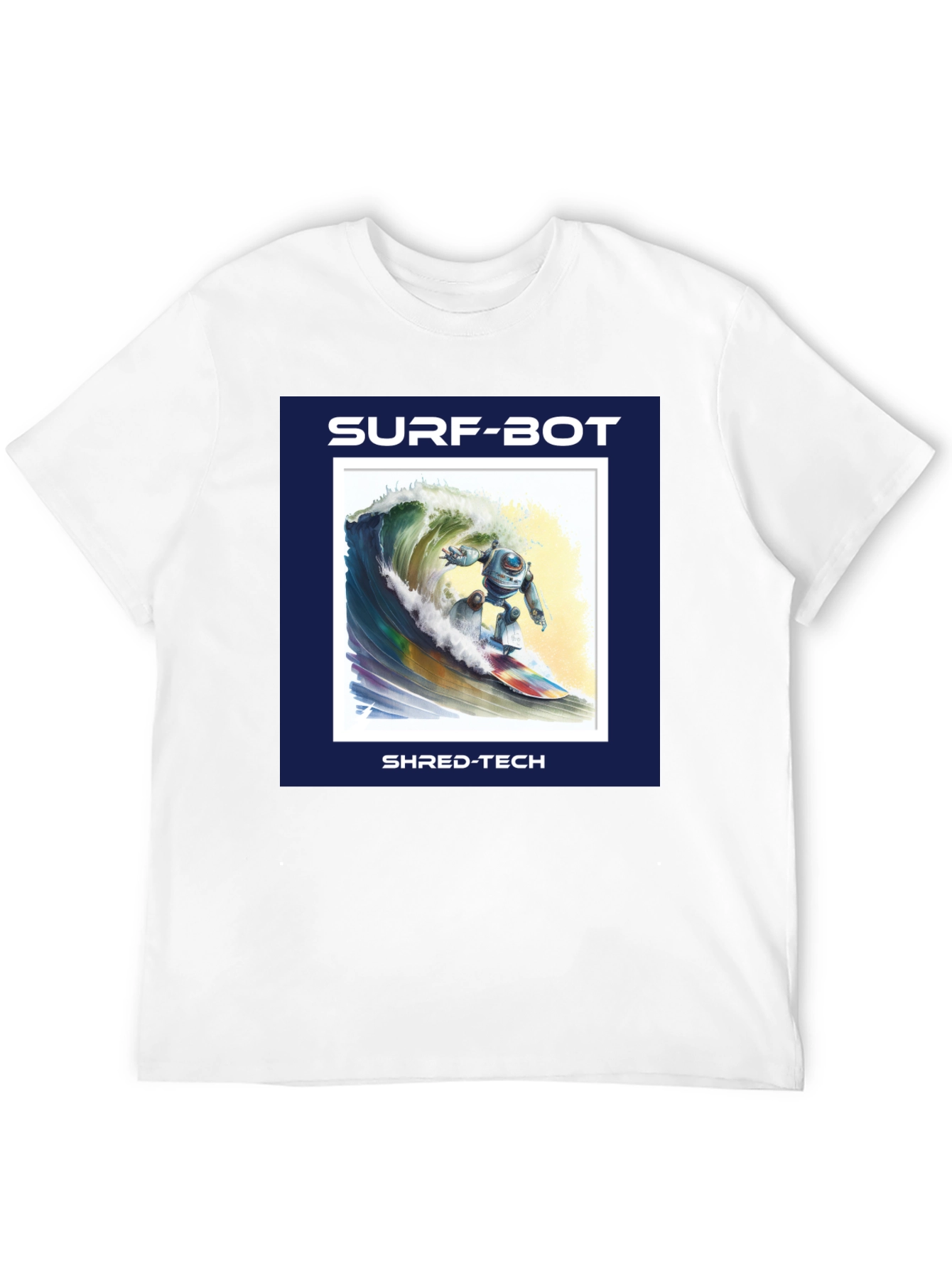 Surf-Bot Shred-Tech T-Shirt - Robot Surfing Wave Design