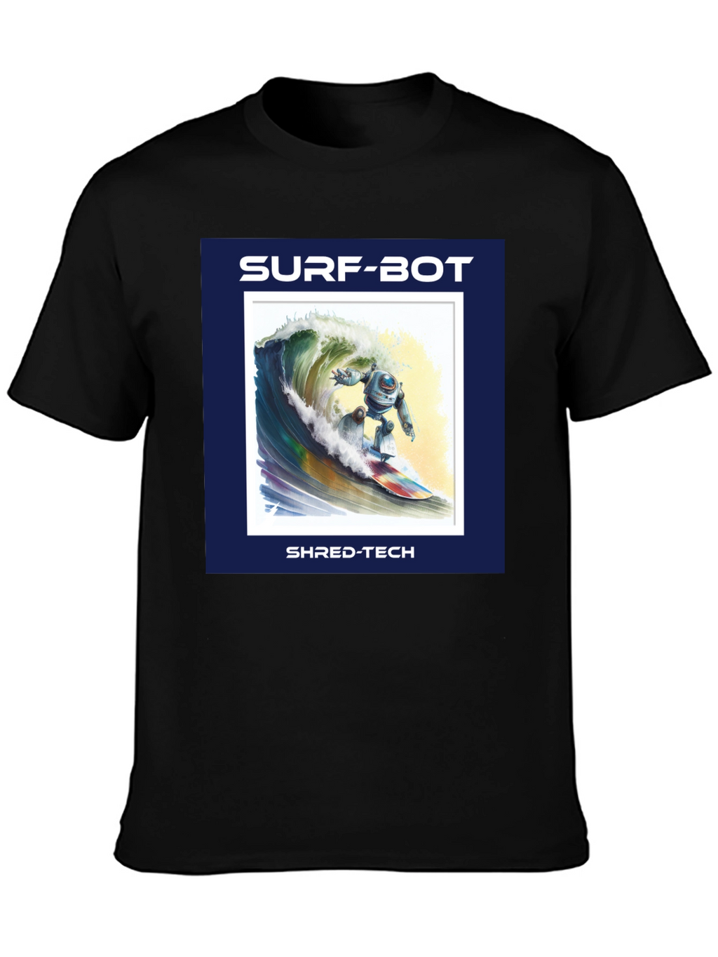 Surf-Bot Shred-Tech T-Shirt - Robot Surfing Wave Design