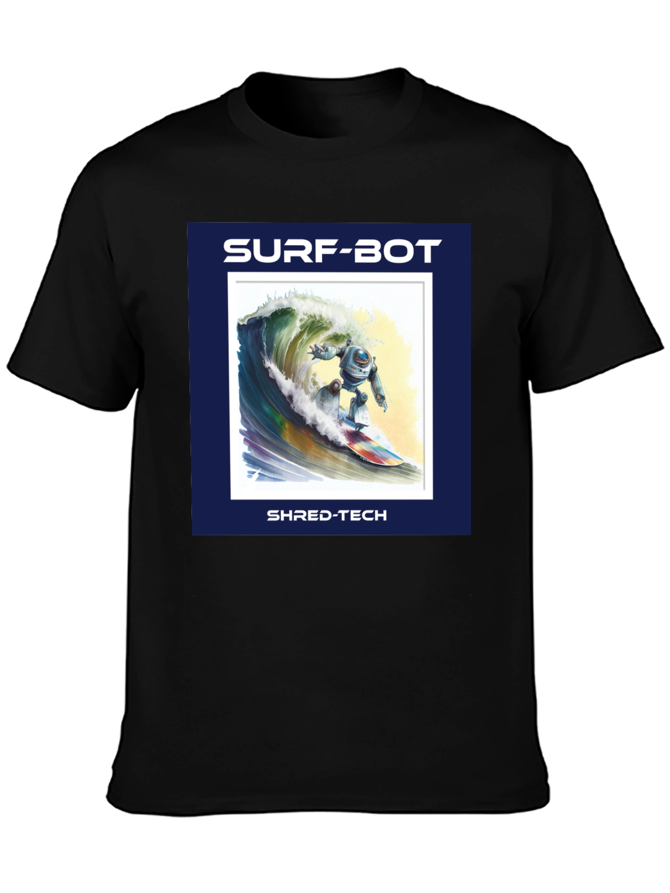 Surf-Bot Shred-Tech T-Shirt - Robot Surfing Wave Design