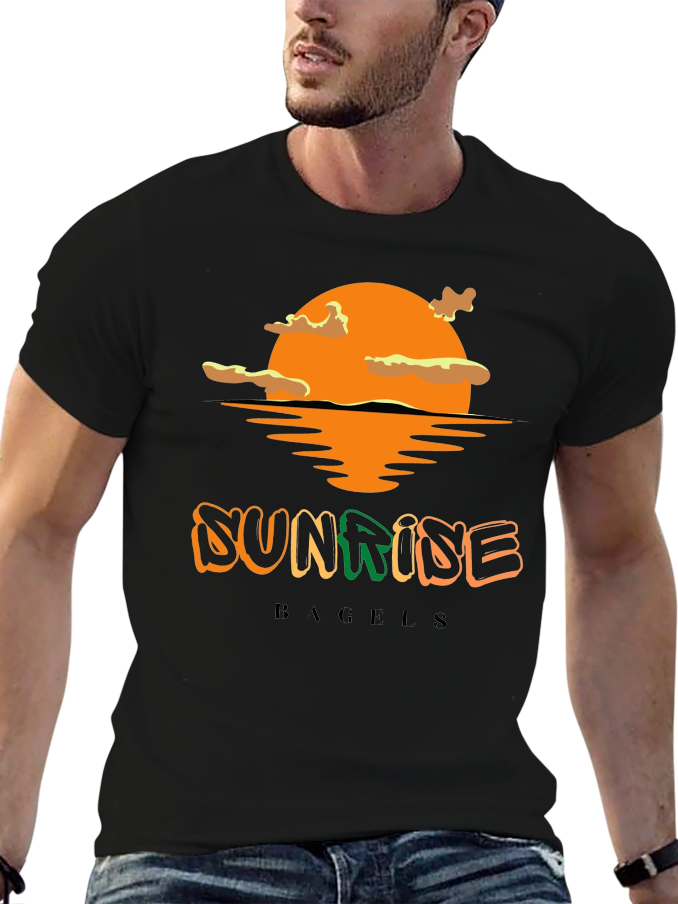 Sunrise Bagels T-Shirt - Black Cotton Blend