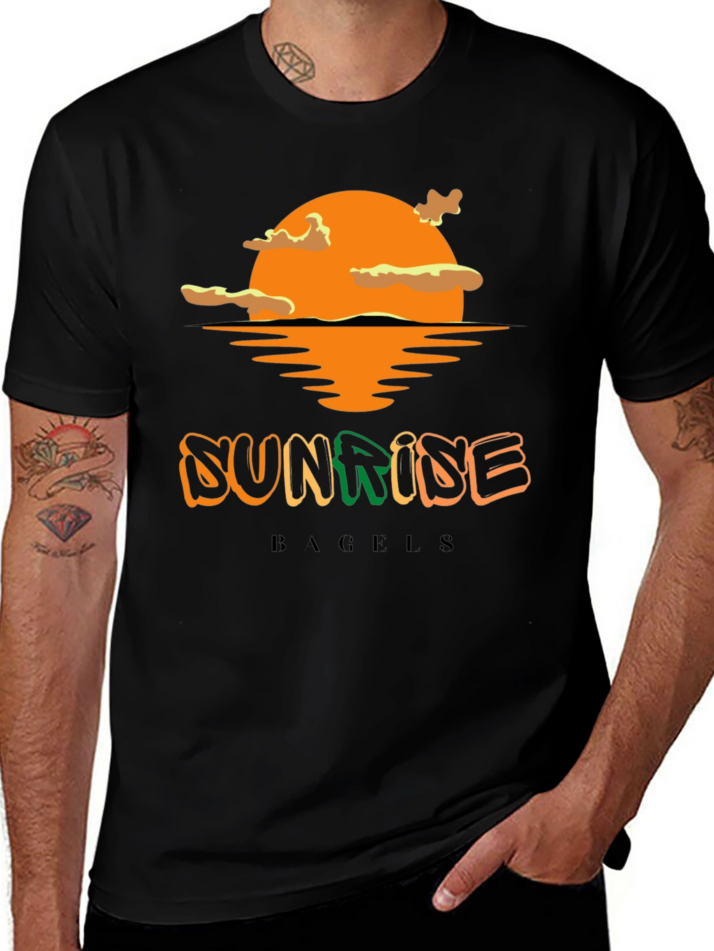 Sunrise Bagels T-Shirt - Black Cotton Blend