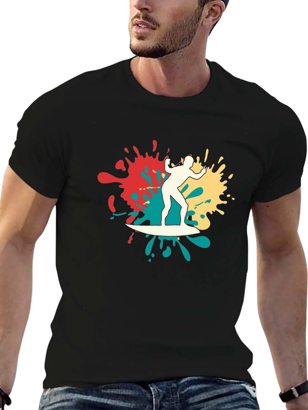 Surfer Graphic Tee - Mens Black T-Shirt