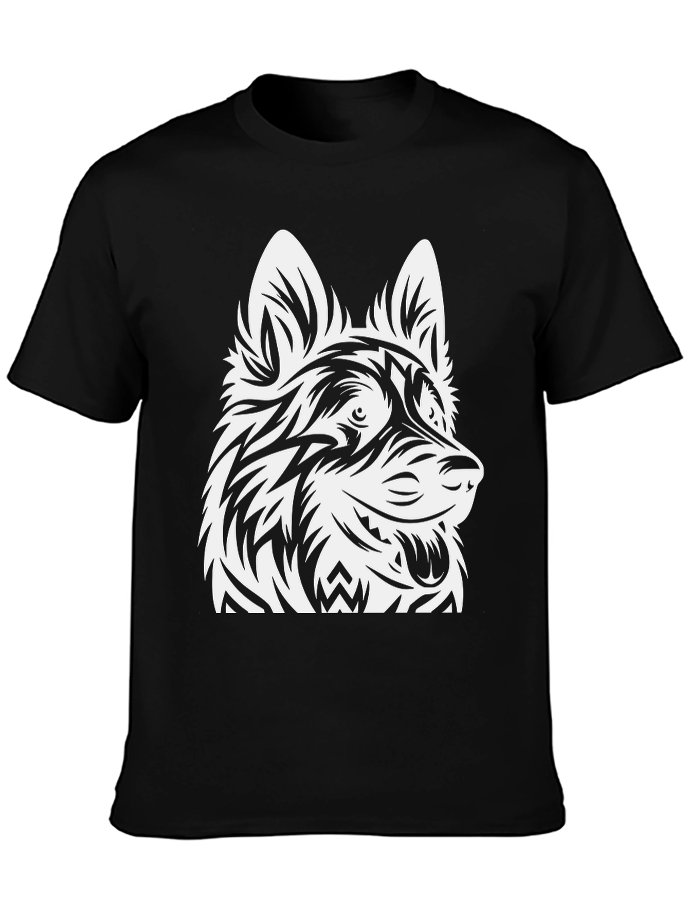 Tribal Dog Graphic Black Tee