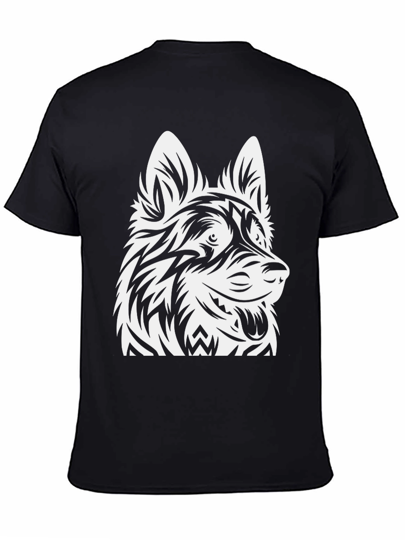 Tribal Dog Graphic Black Tee