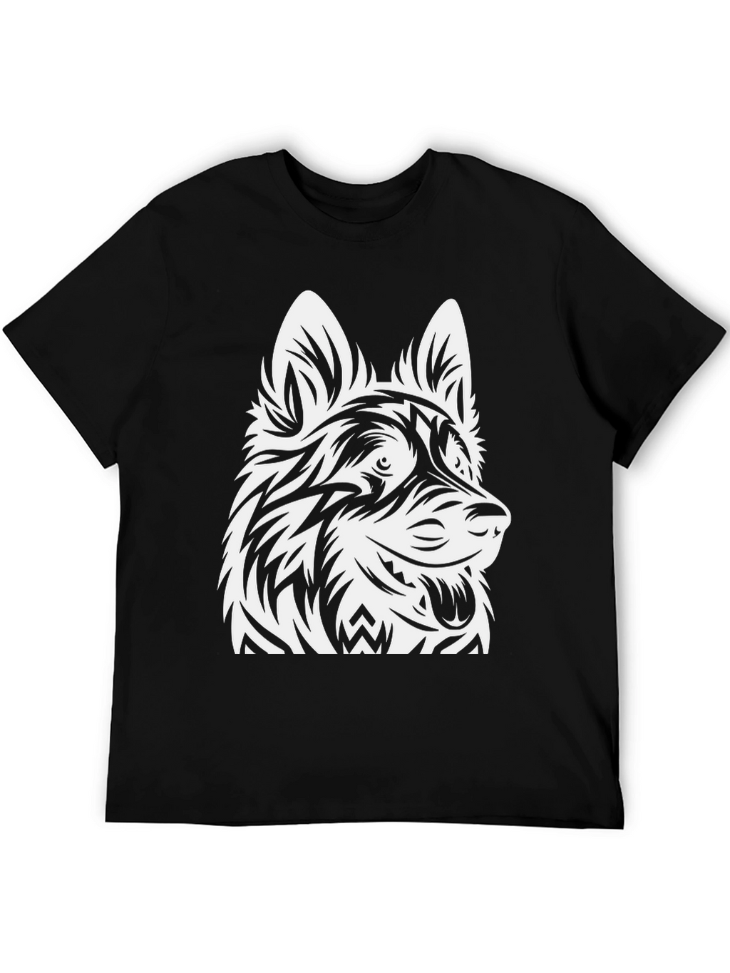 Tribal Dog Graphic Black Tee