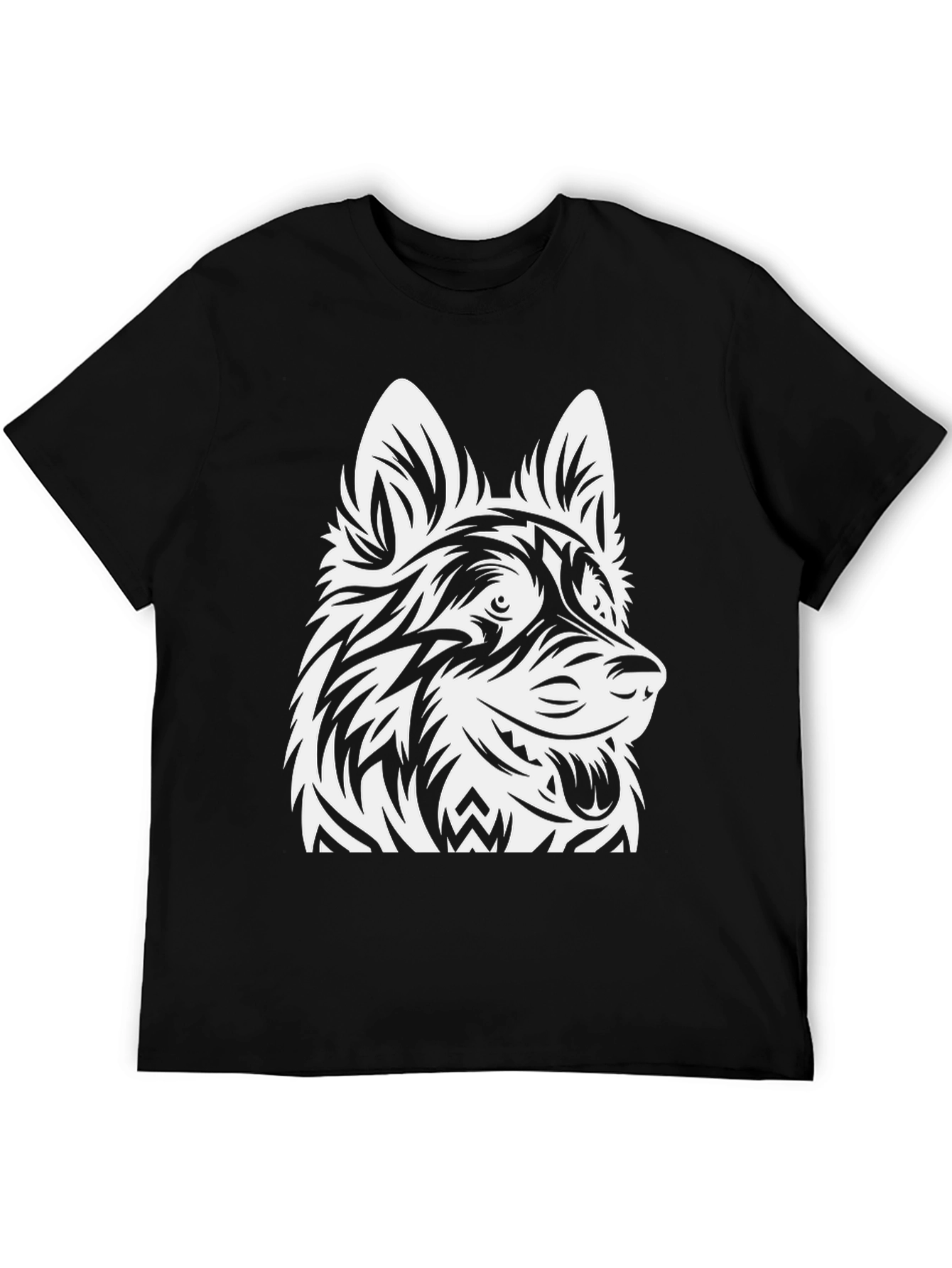 Tribal Dog Graphic Black Tee