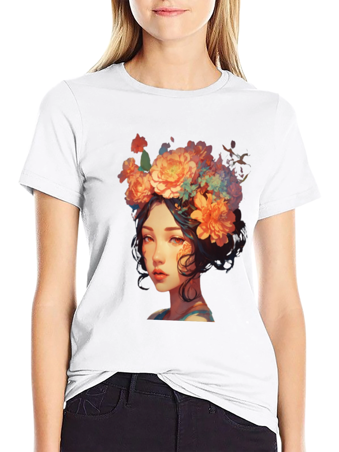 Floral Crown Girl Graphic T-Shirt