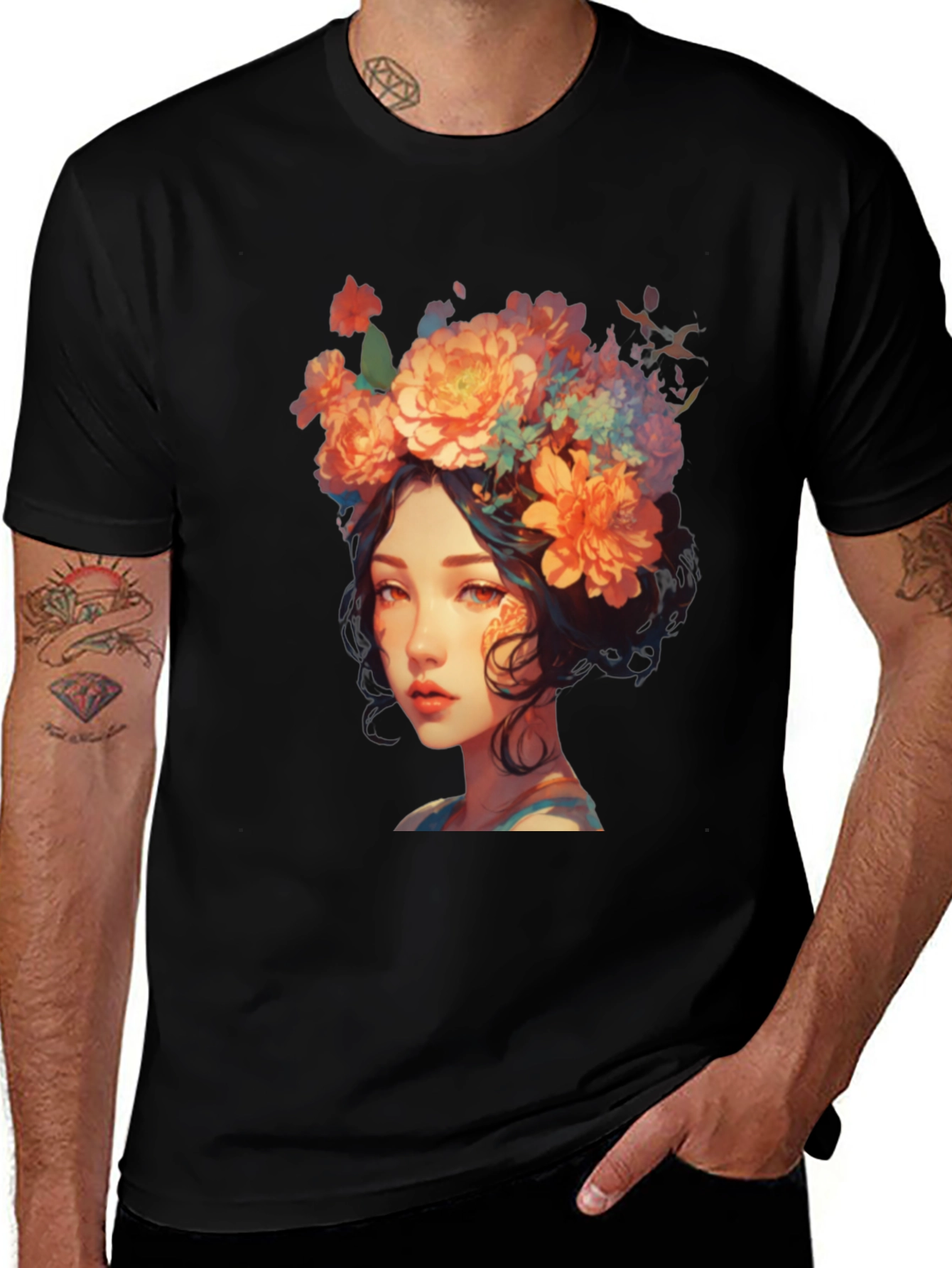 Floral Crown Girl Graphic T-Shirt