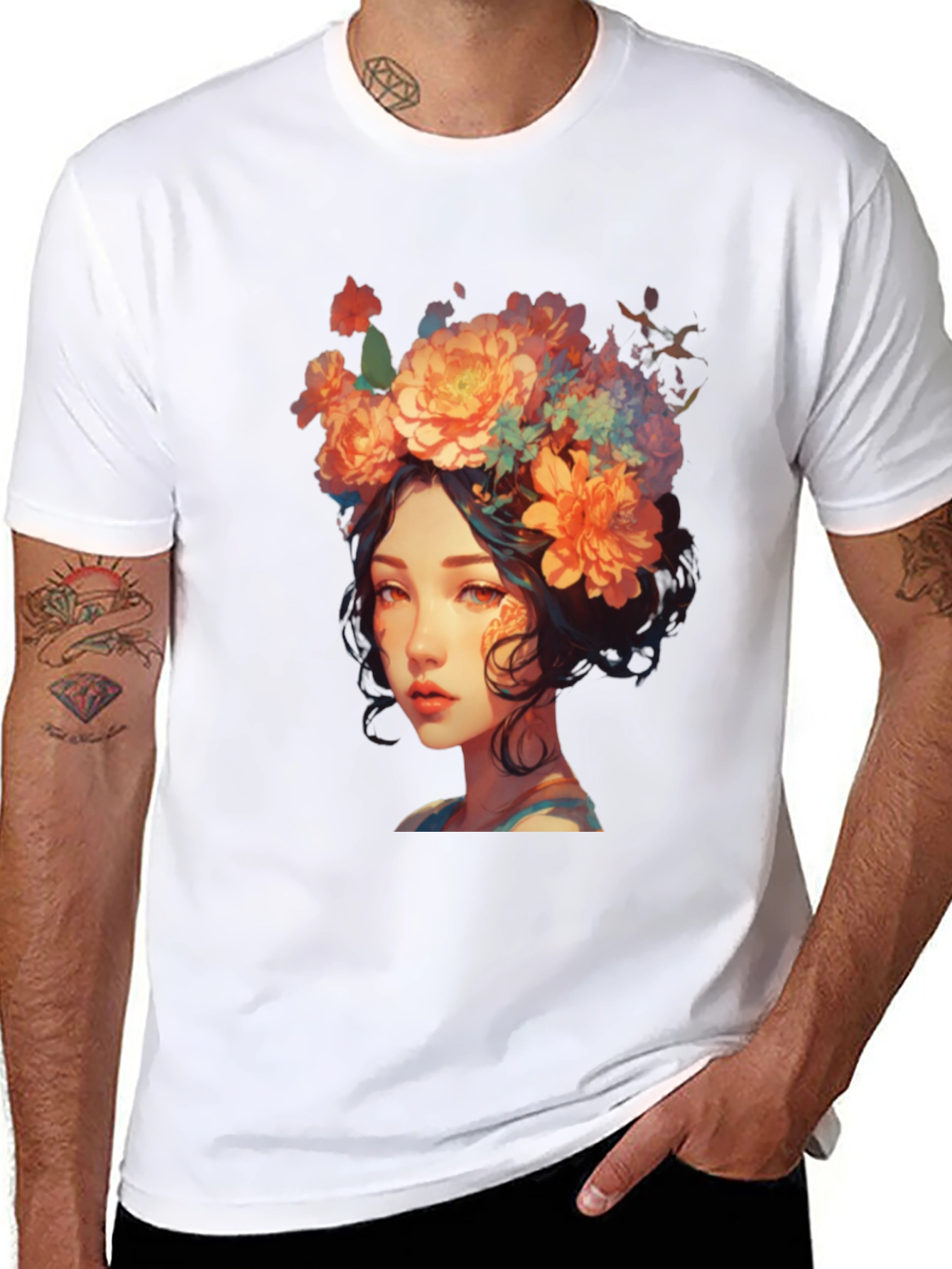 Floral Crown Girl Graphic T-Shirt