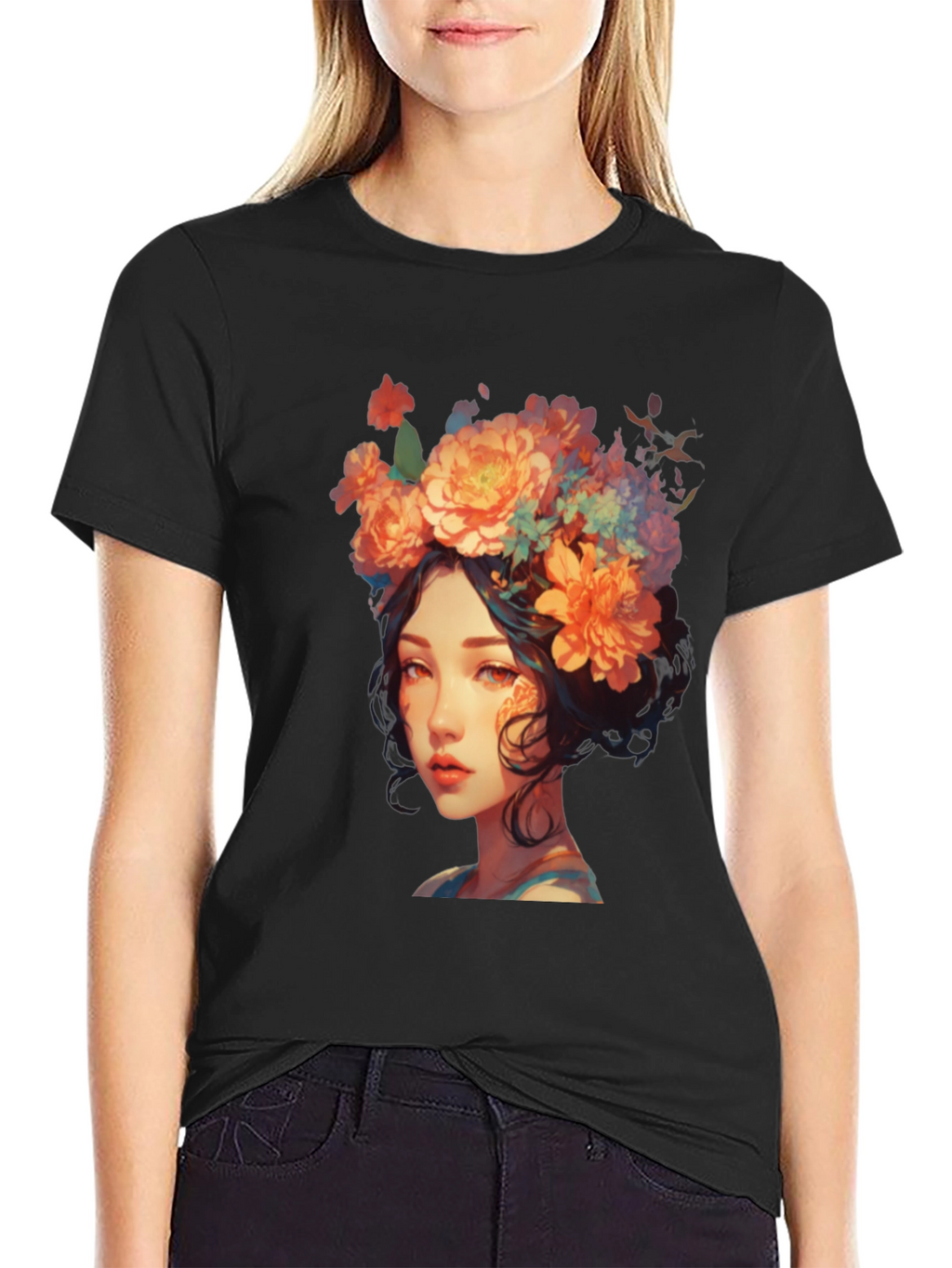 Floral Crown Girl Graphic T-Shirt