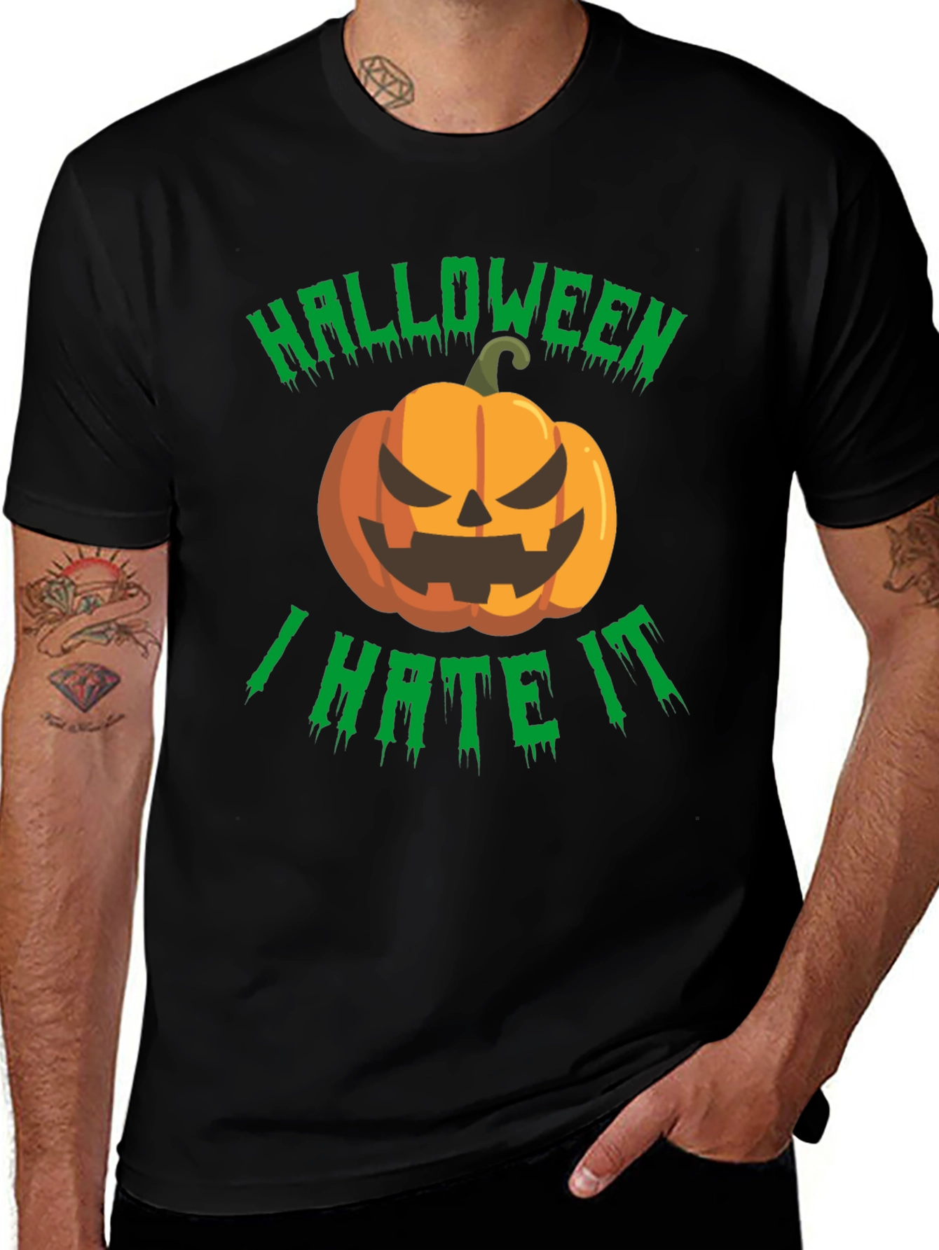 Halloween I Hate It T-Shirt - Spooky Pumpkin Design