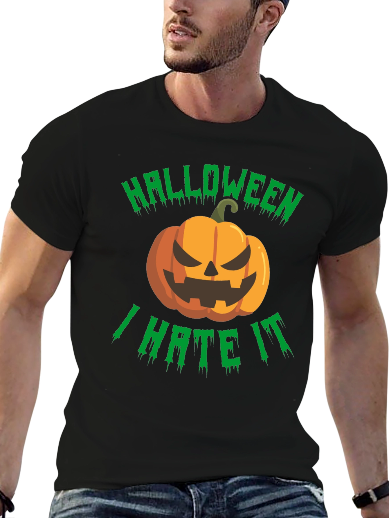 Halloween I Hate It T-Shirt - Spooky Pumpkin Design