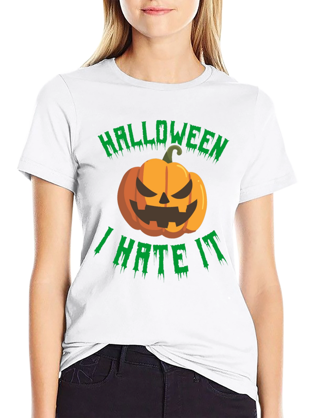 Halloween I Hate It T-Shirt - Spooky Pumpkin Design