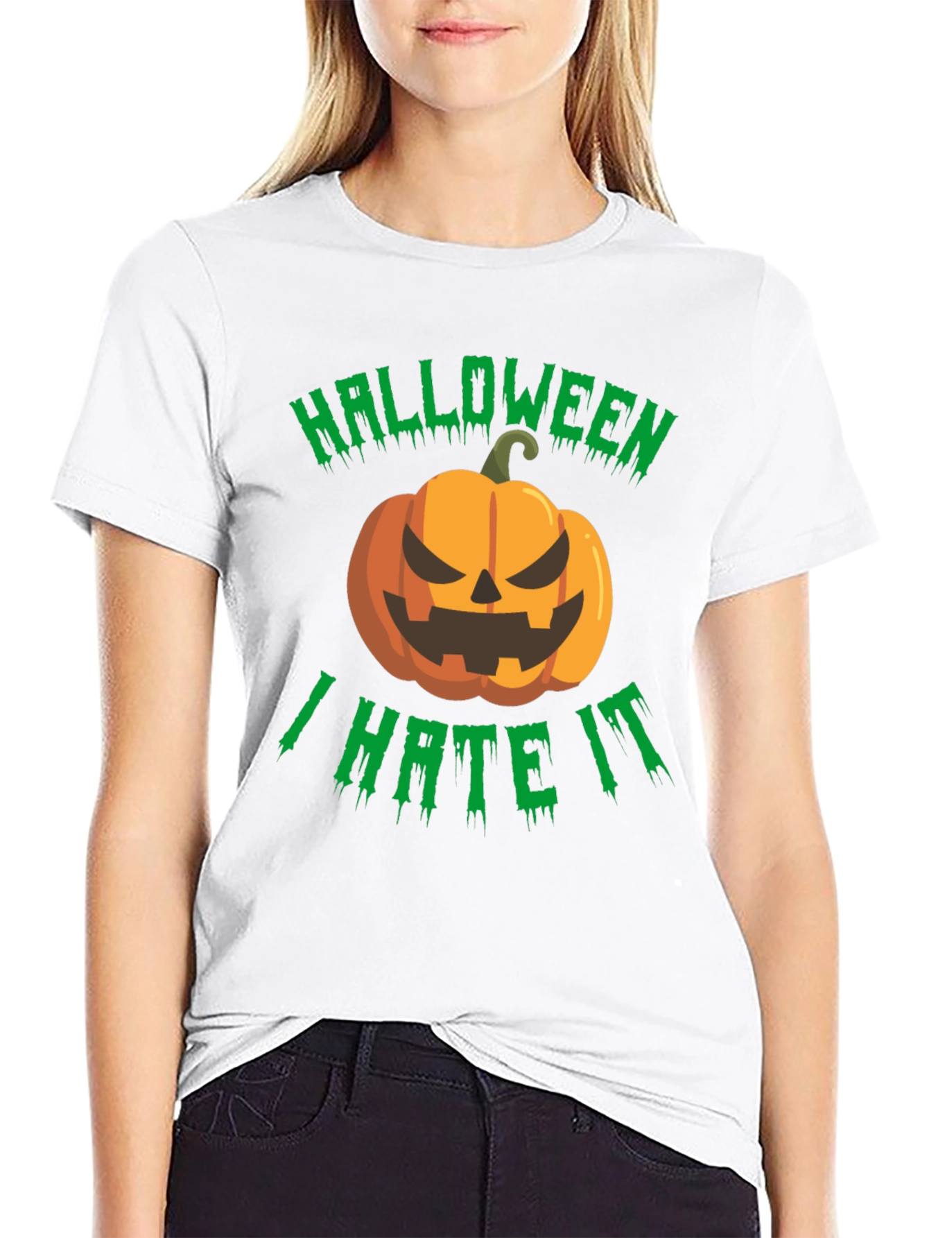 Halloween I Hate It T-Shirt - Spooky Pumpkin Design