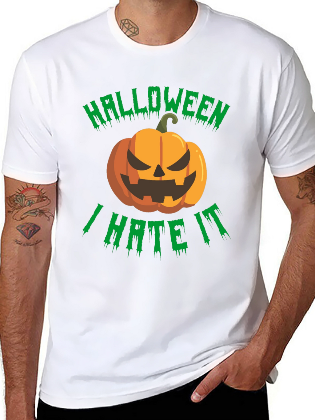Halloween I Hate It T-Shirt - Spooky Pumpkin Design
