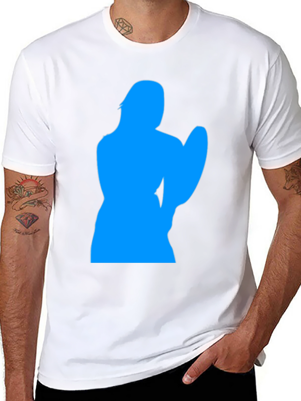Cool Blue Silhouette Graphic Black T-Shirt
