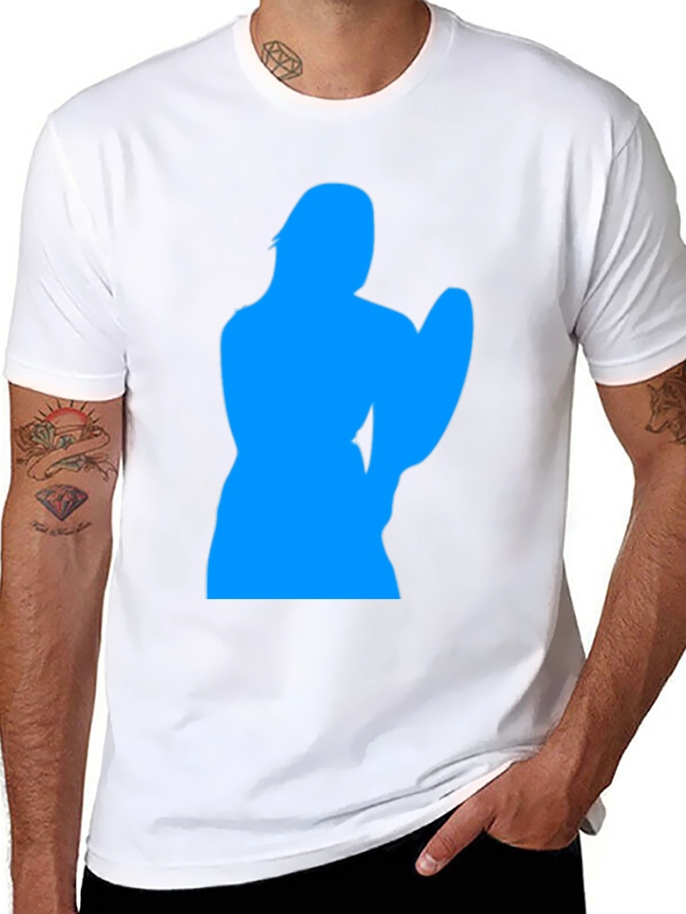 Cool Blue Silhouette Graphic Black T-Shirt