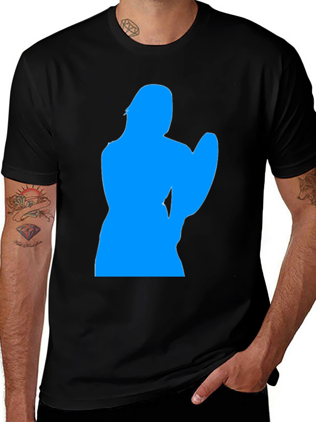 Cool Blue Silhouette Graphic Black T-Shirt