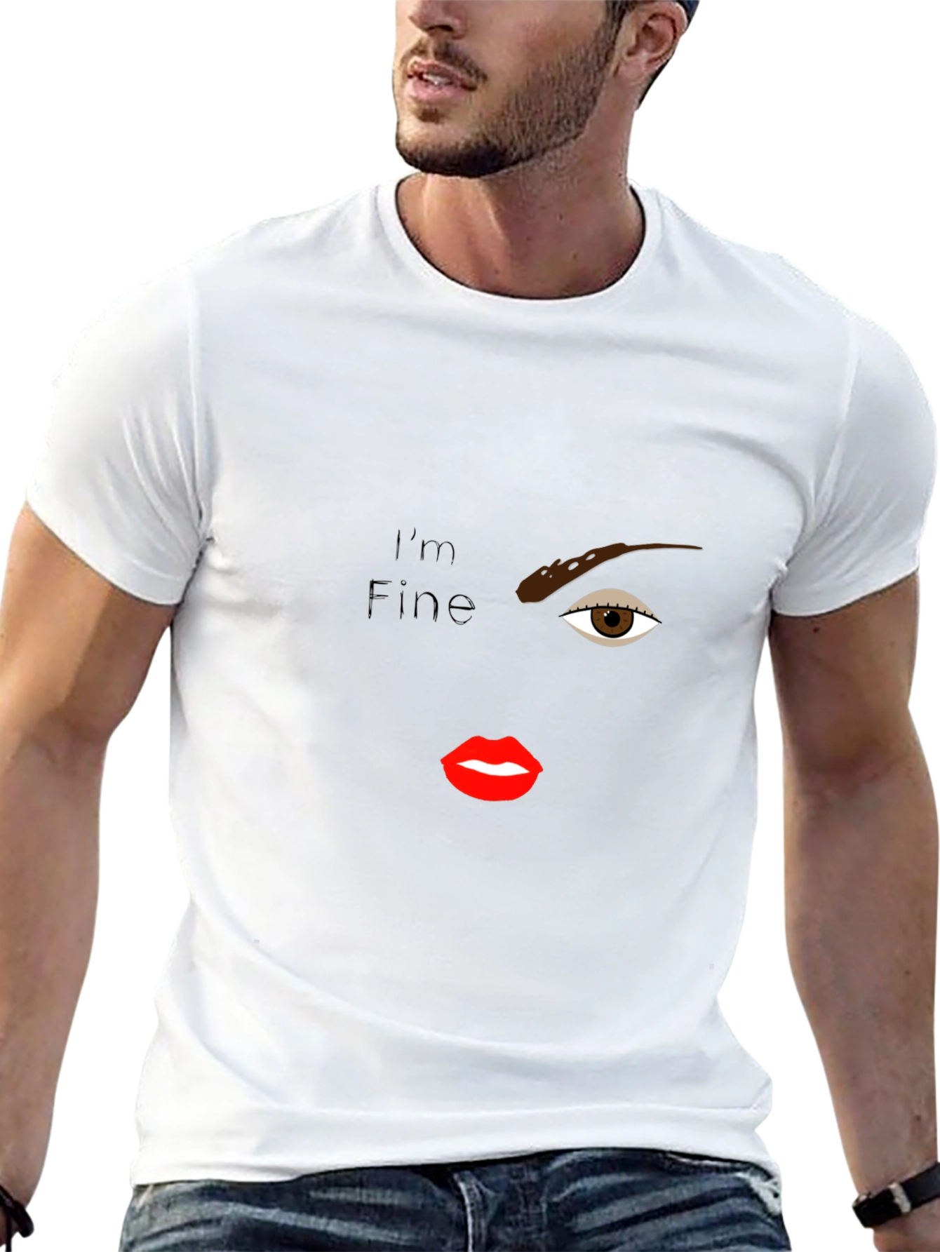 Im Fine T-Shirt - One Eye Lips Design